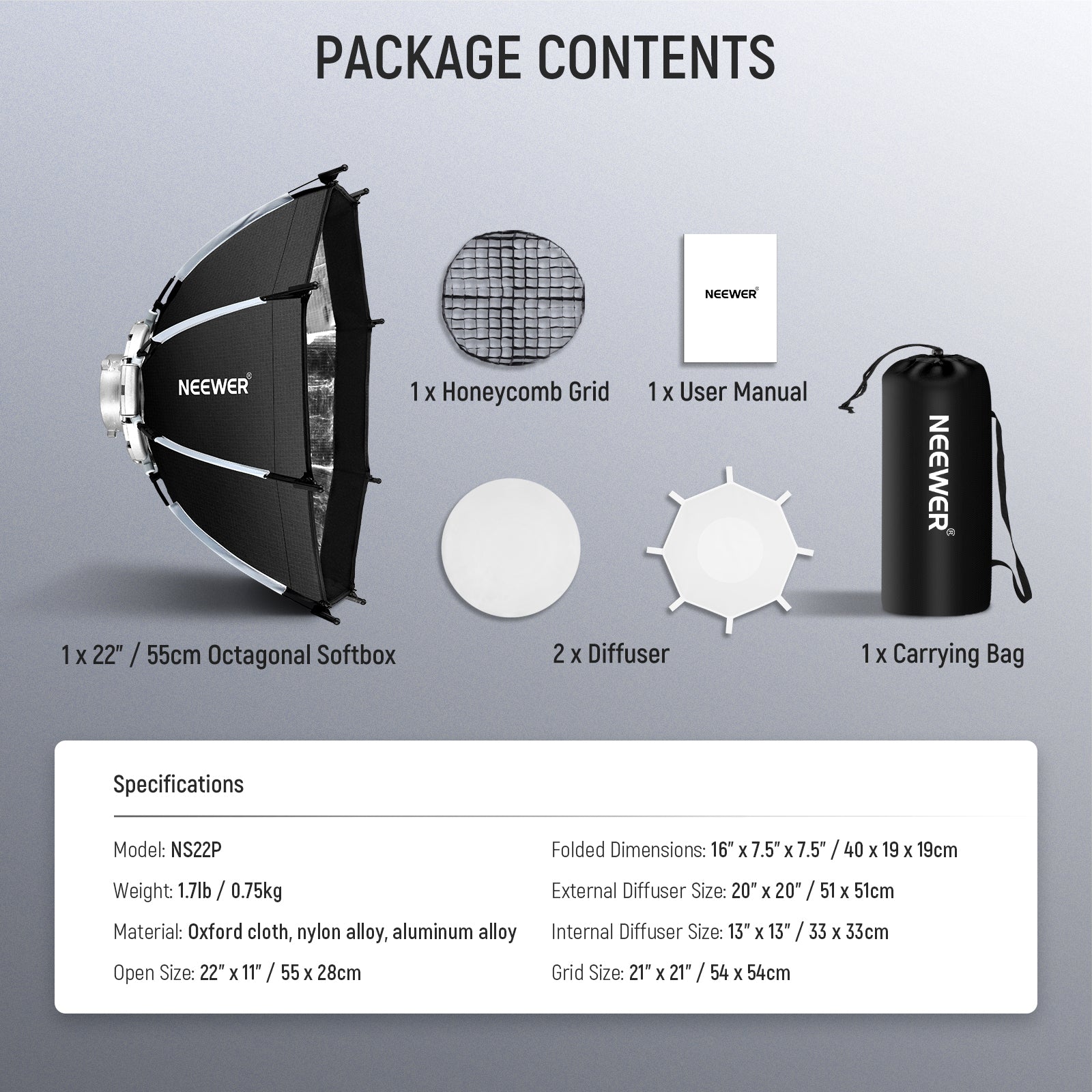 NEEWER NS21P/NS22P/NS27P/NS35P Octagonal Softbox
