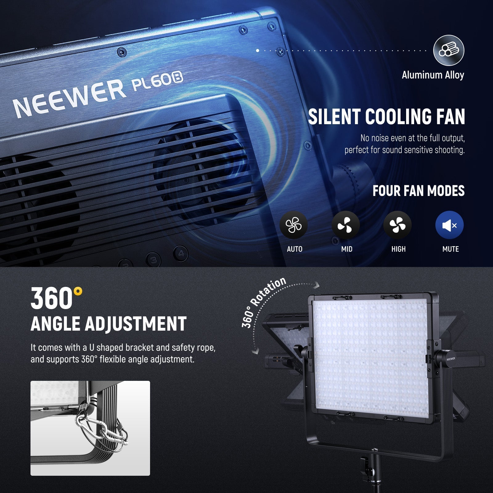 NEEWER PL60B Bi Color LED Panel Video Light