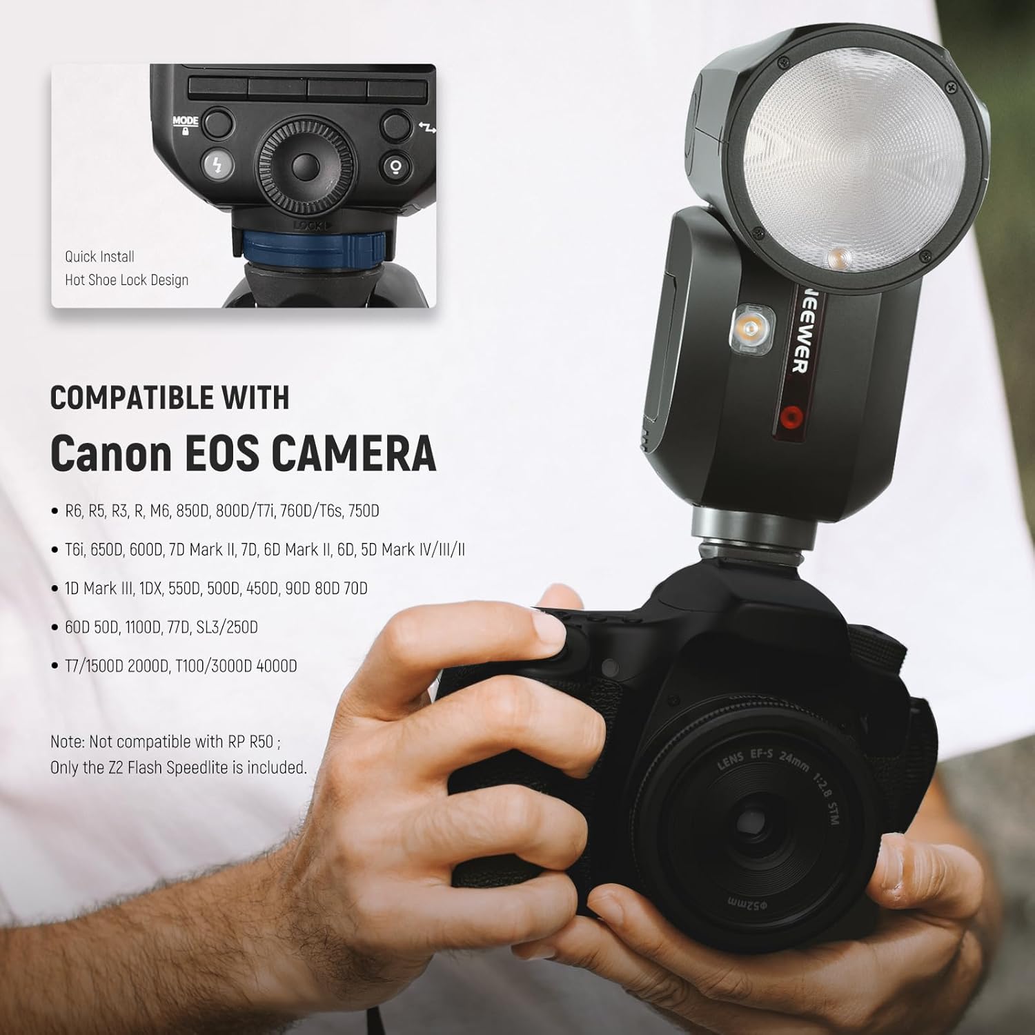 NEEWER Z2 3000mAh Battery TTL Round Head Flash Speedlite