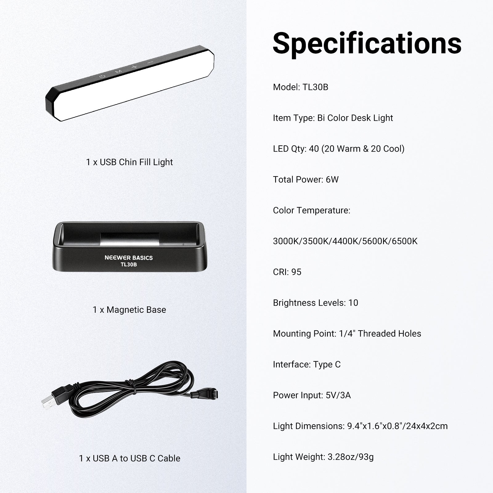 NEEWER BASICS TL30B LED Chin Fill Lighting