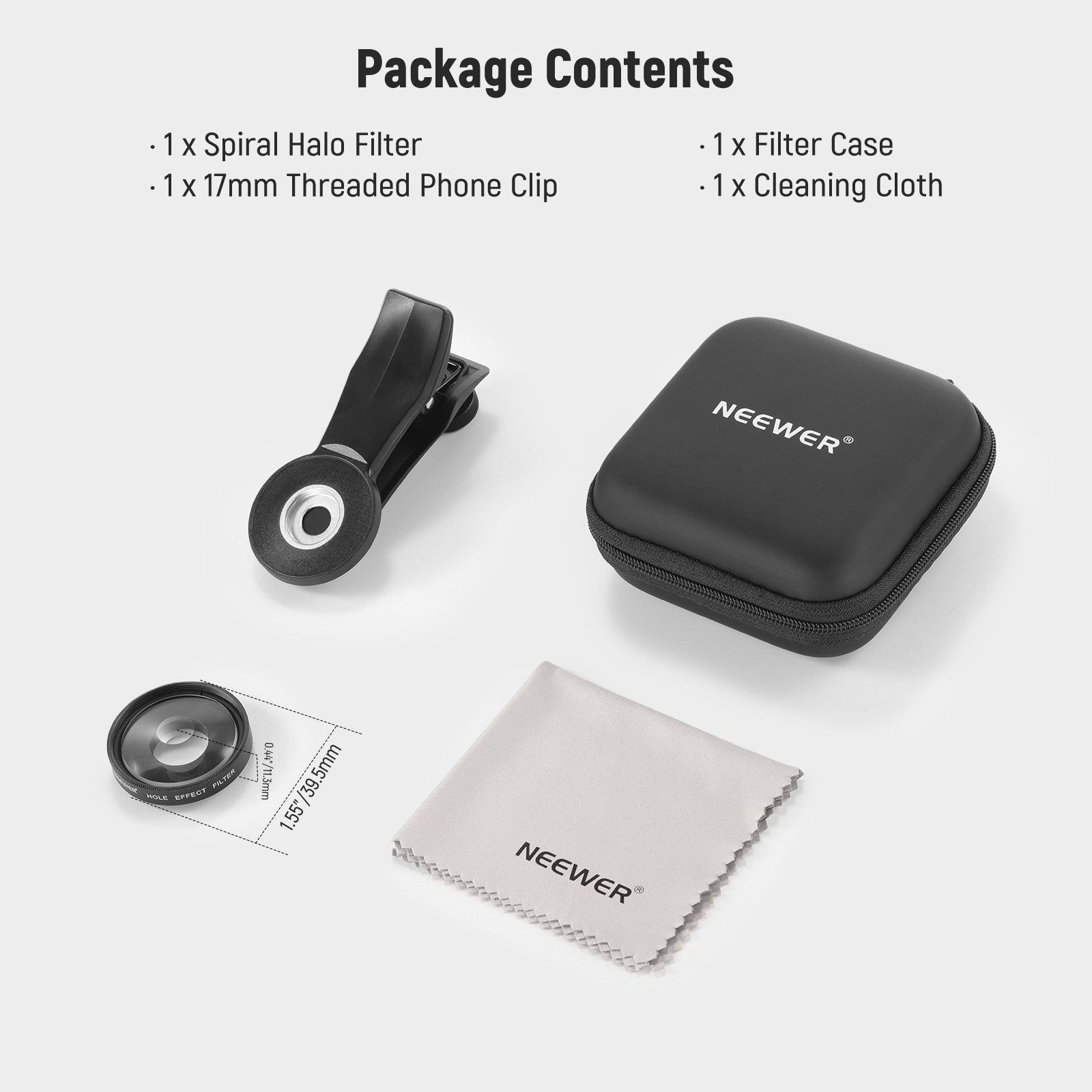 NEEWER FL-100 37mm Spiral Halo Prism Filter with Phone Clip