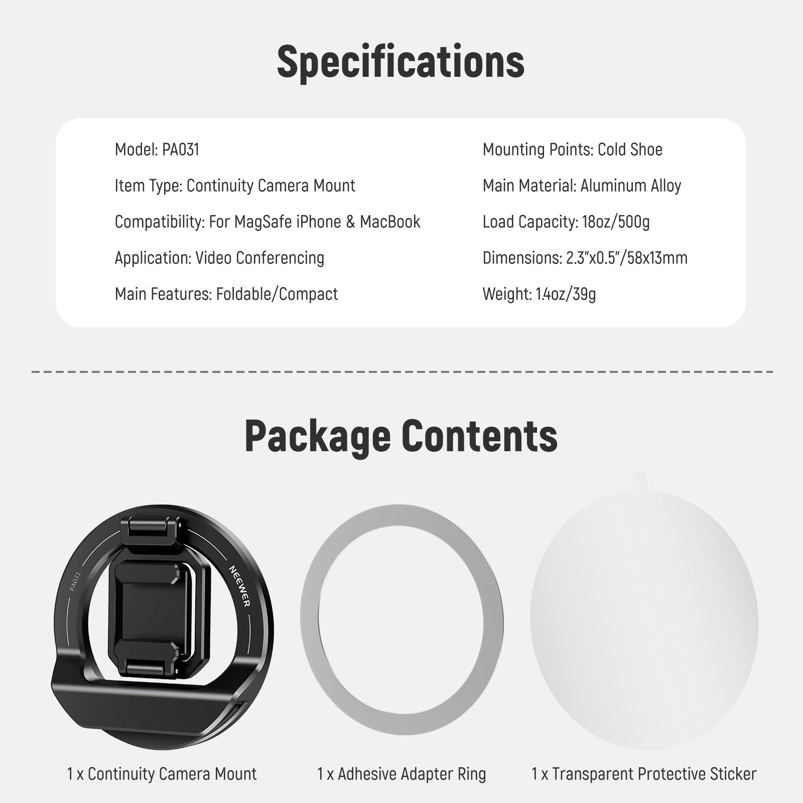 NEEWER PA031 Magnetic Foldable Continuity Camera Mount