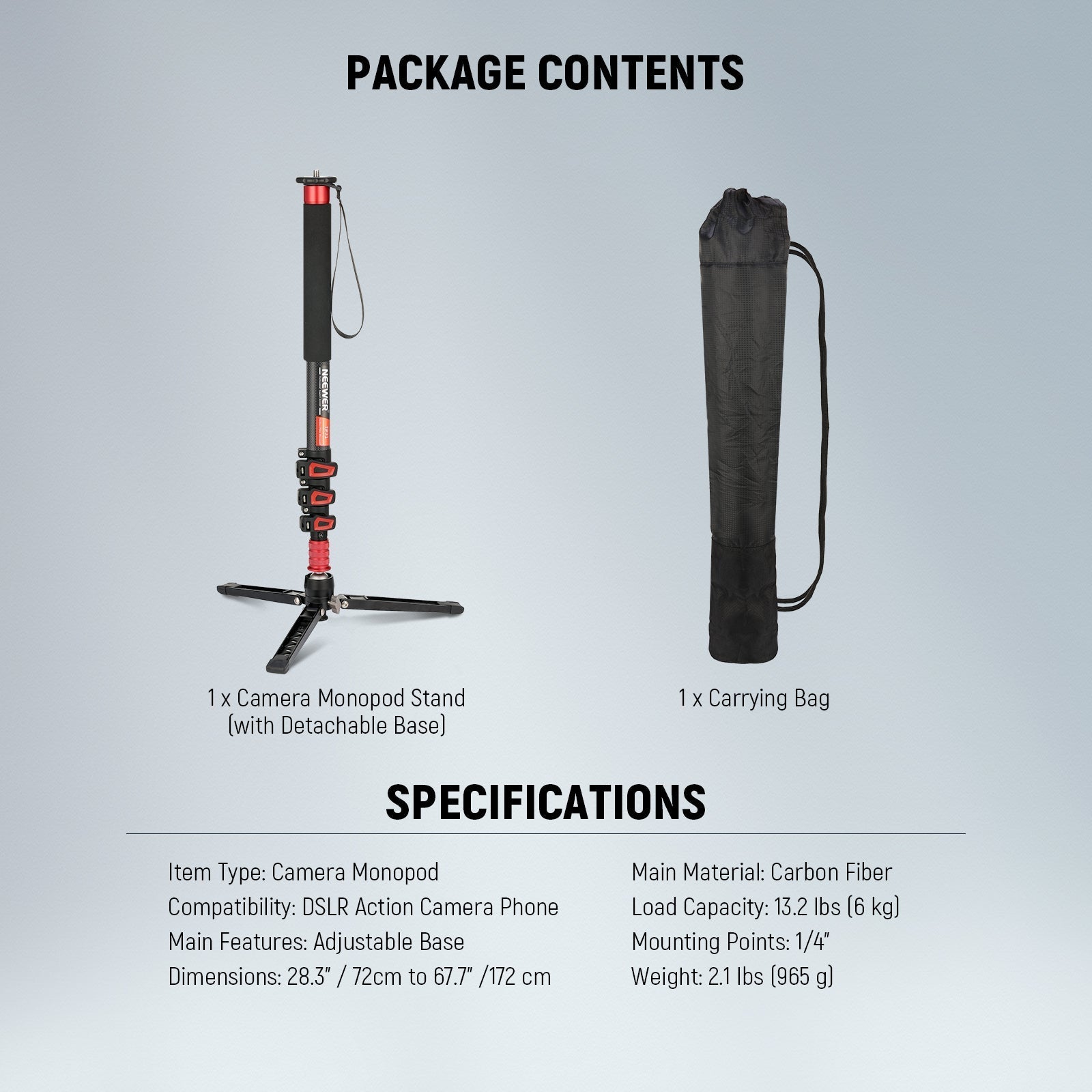 NEEWER TP71 67.7" Pro Carbon Fiber Camera Monopod