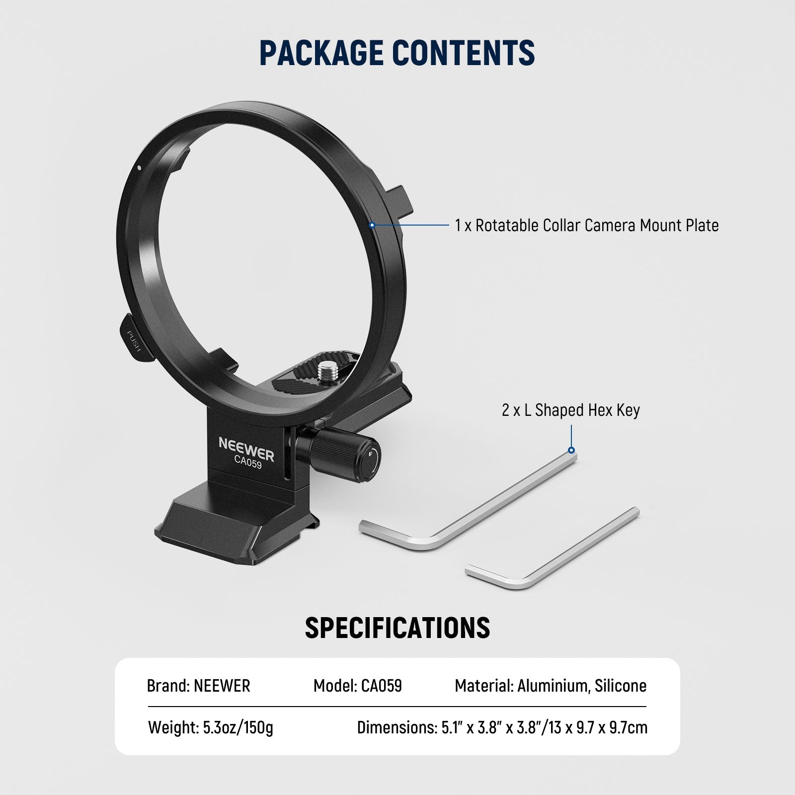 NEEWER Rotatable Camera Lens Collar for Camera