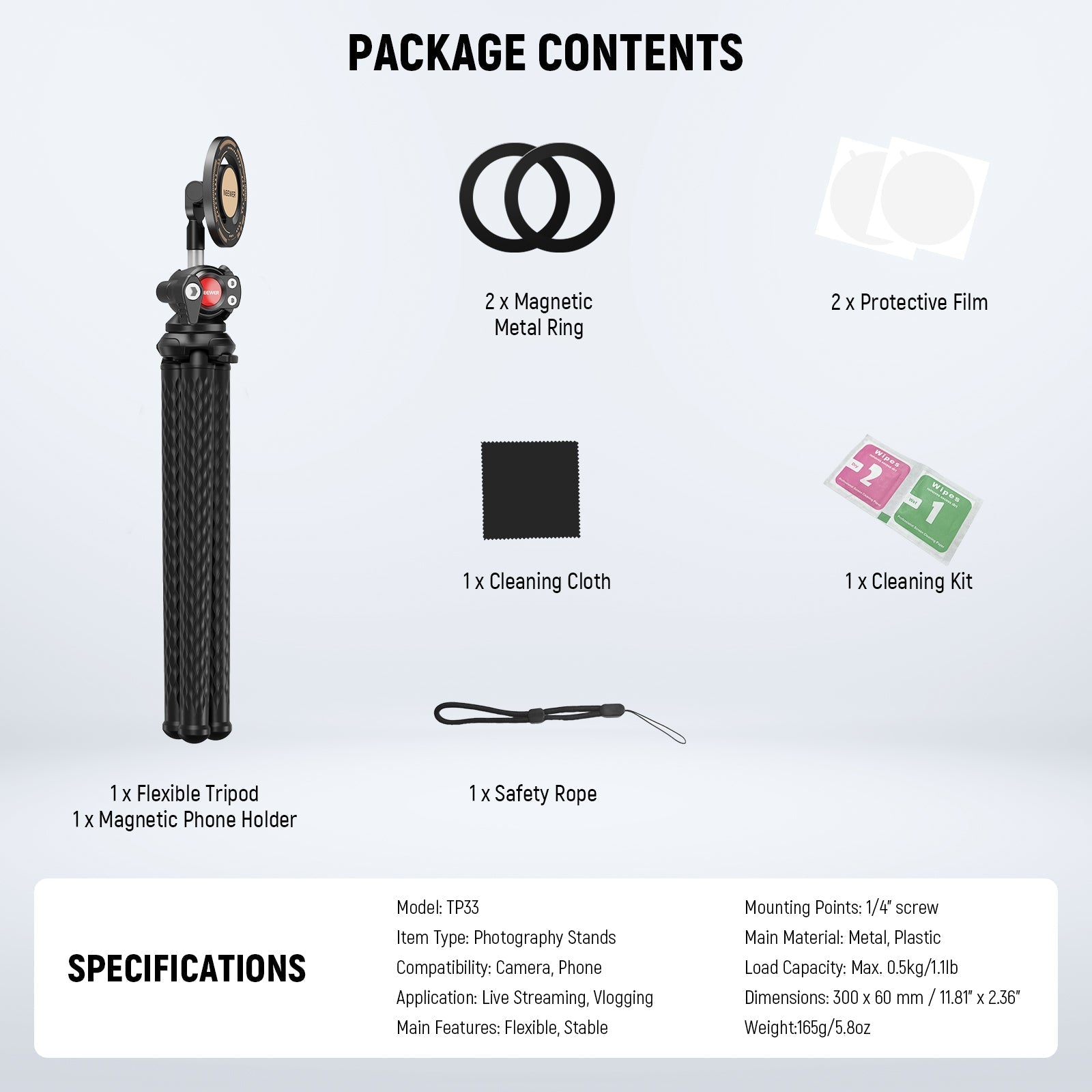 NEEWER TP33 Magnetic Flexible Phone Tripod
