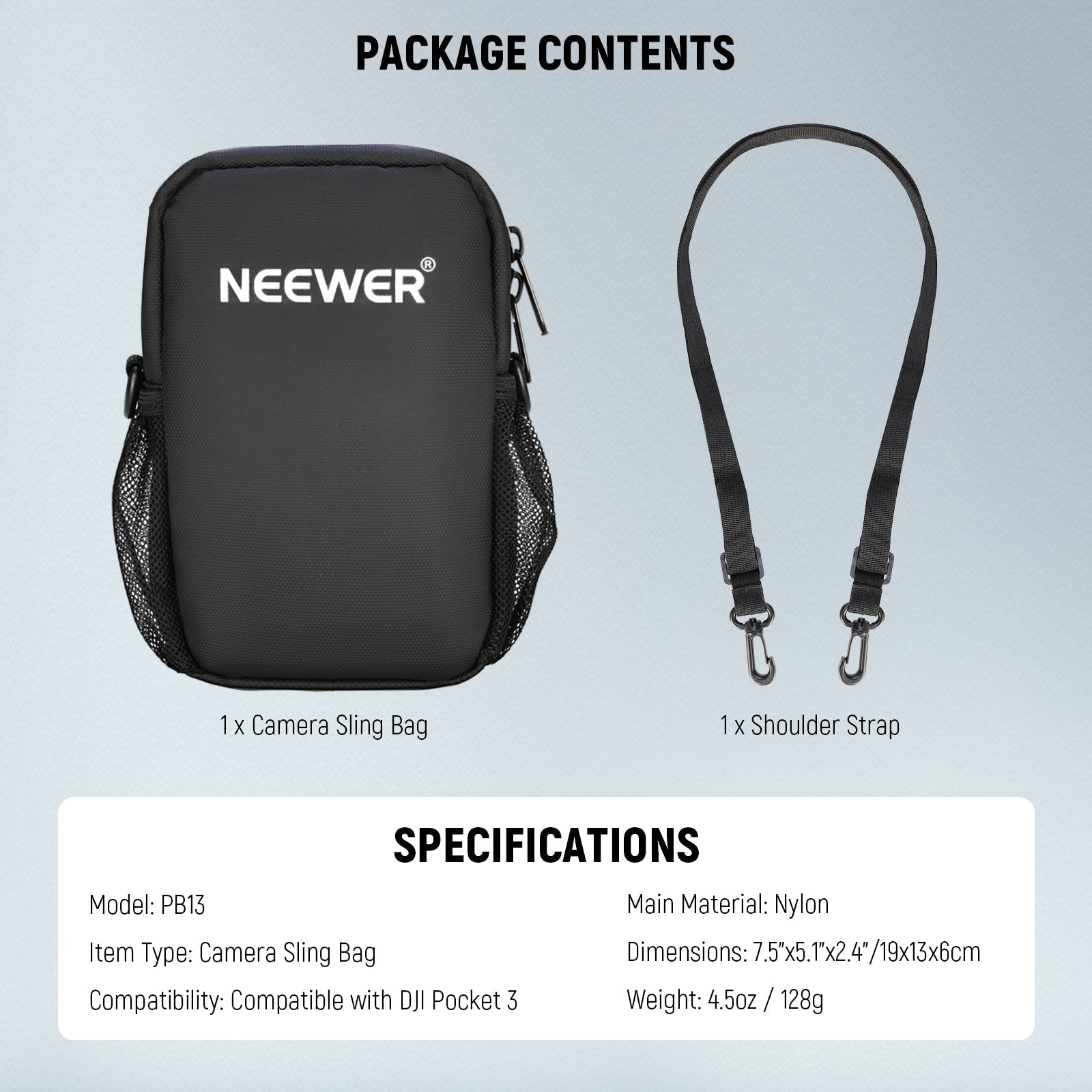 NEEWER BASICS PB13 Camera Sling Bag Crossbody For DJI Osmo Pocket 3