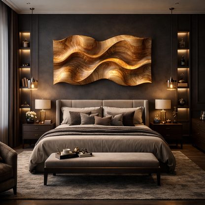Ripple Grain Solid Wood Wall Art Organic Modern Interior Decor