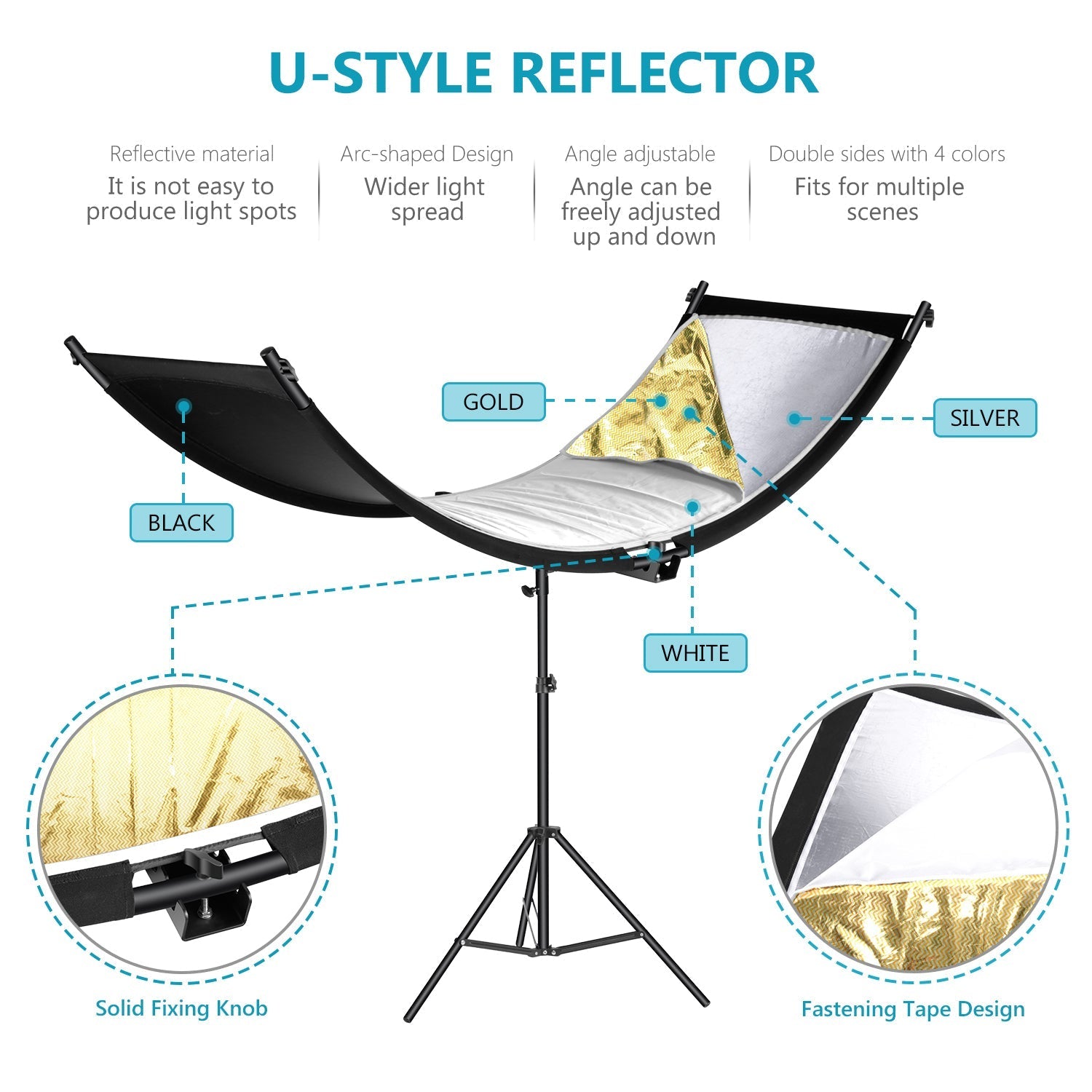 NEEWER 65.7"x 24"/167x61cm Clamshell Light Reflector Diffuser