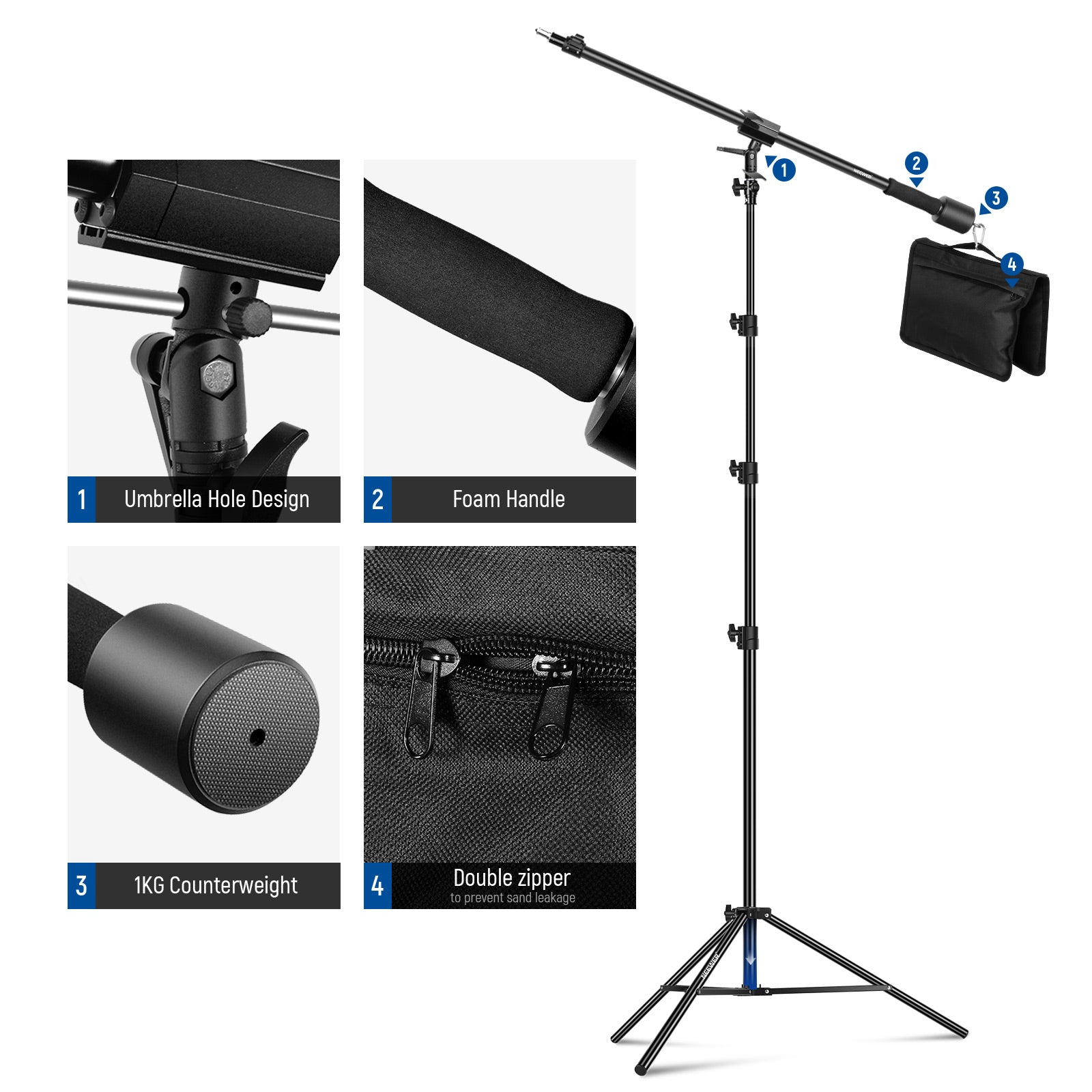 NEEWER 300cm Air Cushioned Light Stand Kit