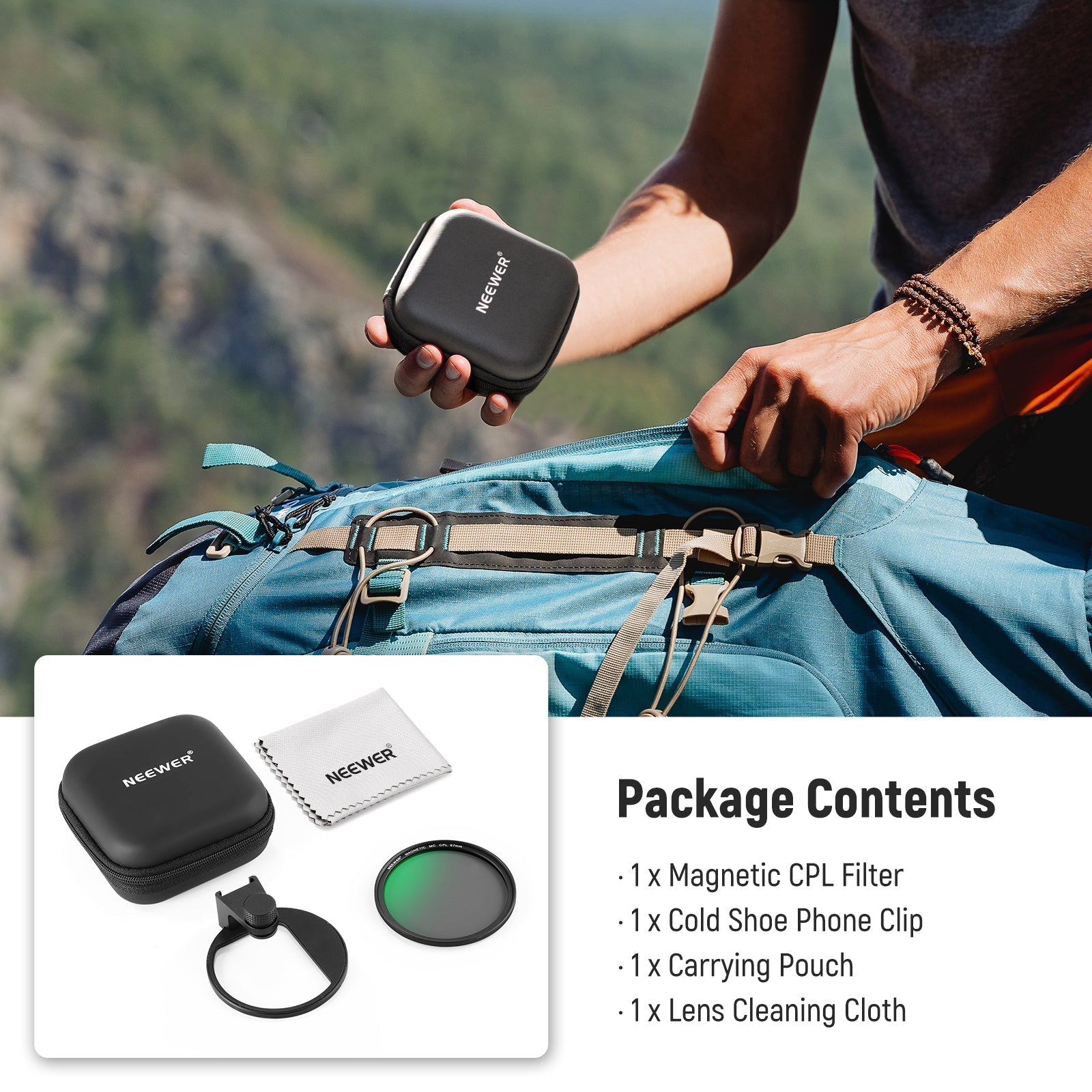 NEEWER 67mm Magnetic CPL Phone Filter
