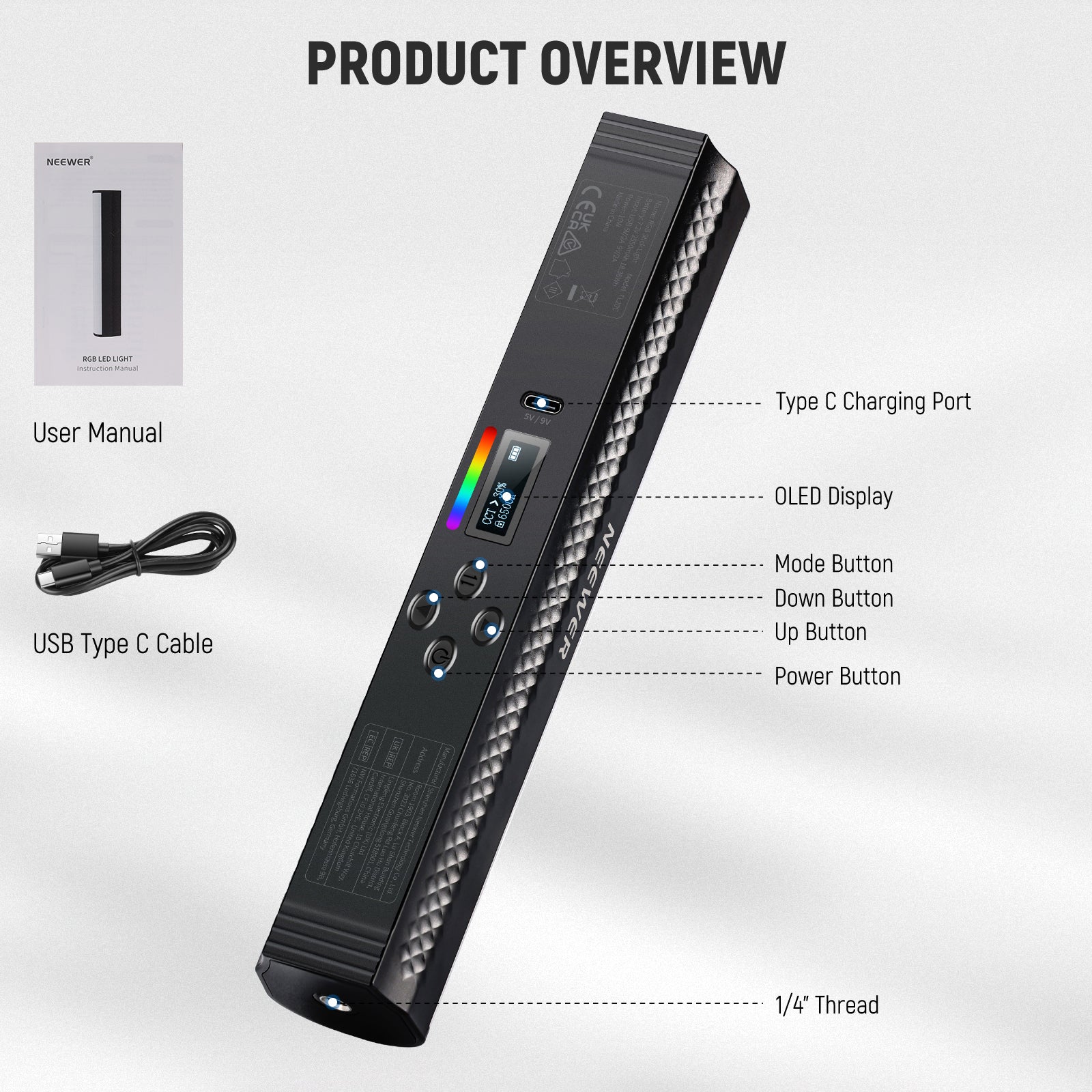 NEEWER TL20C RGB Magnetic Handheld Light Wand