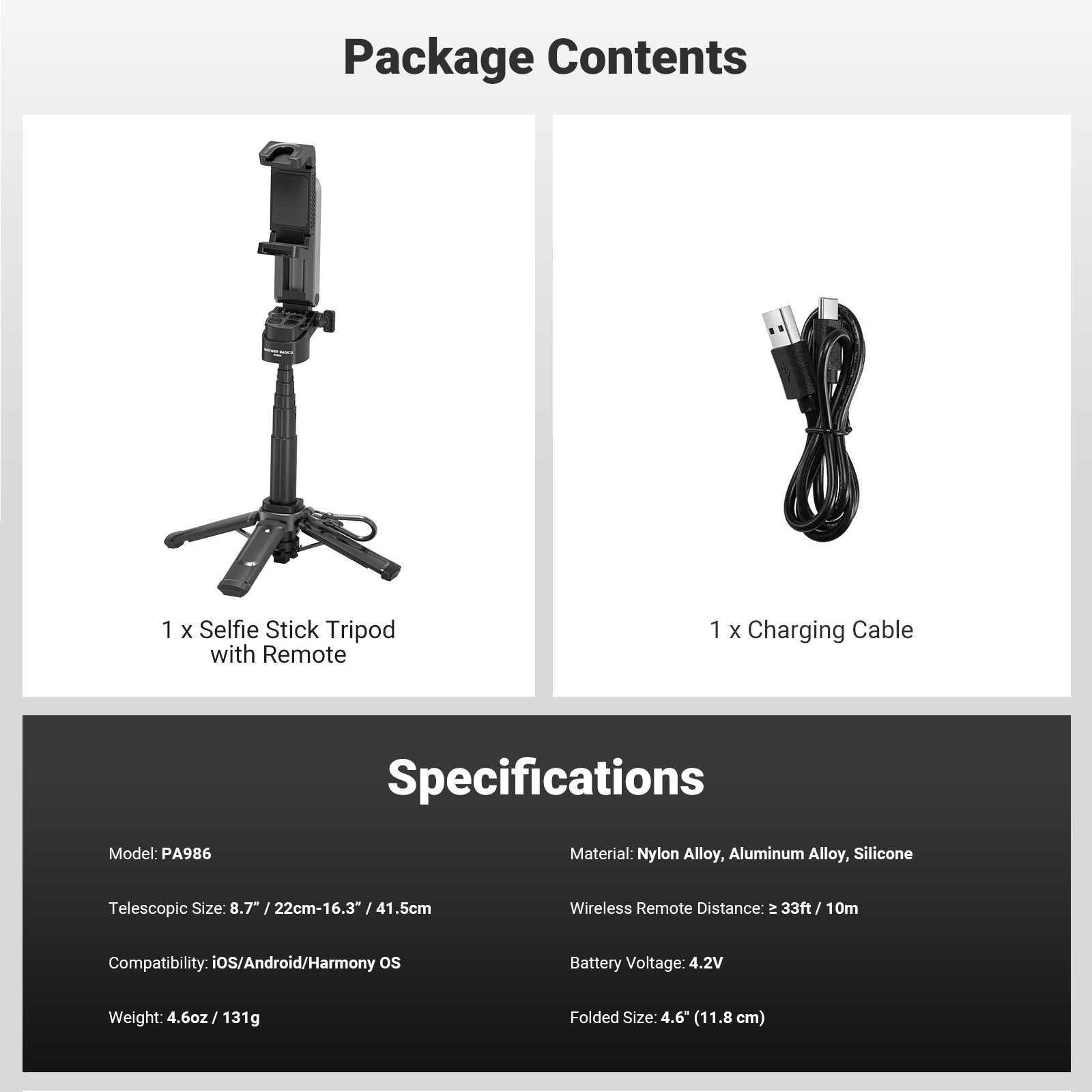 NEEWER BASICS PA986 Mini Phone Tripod Selfie Stick