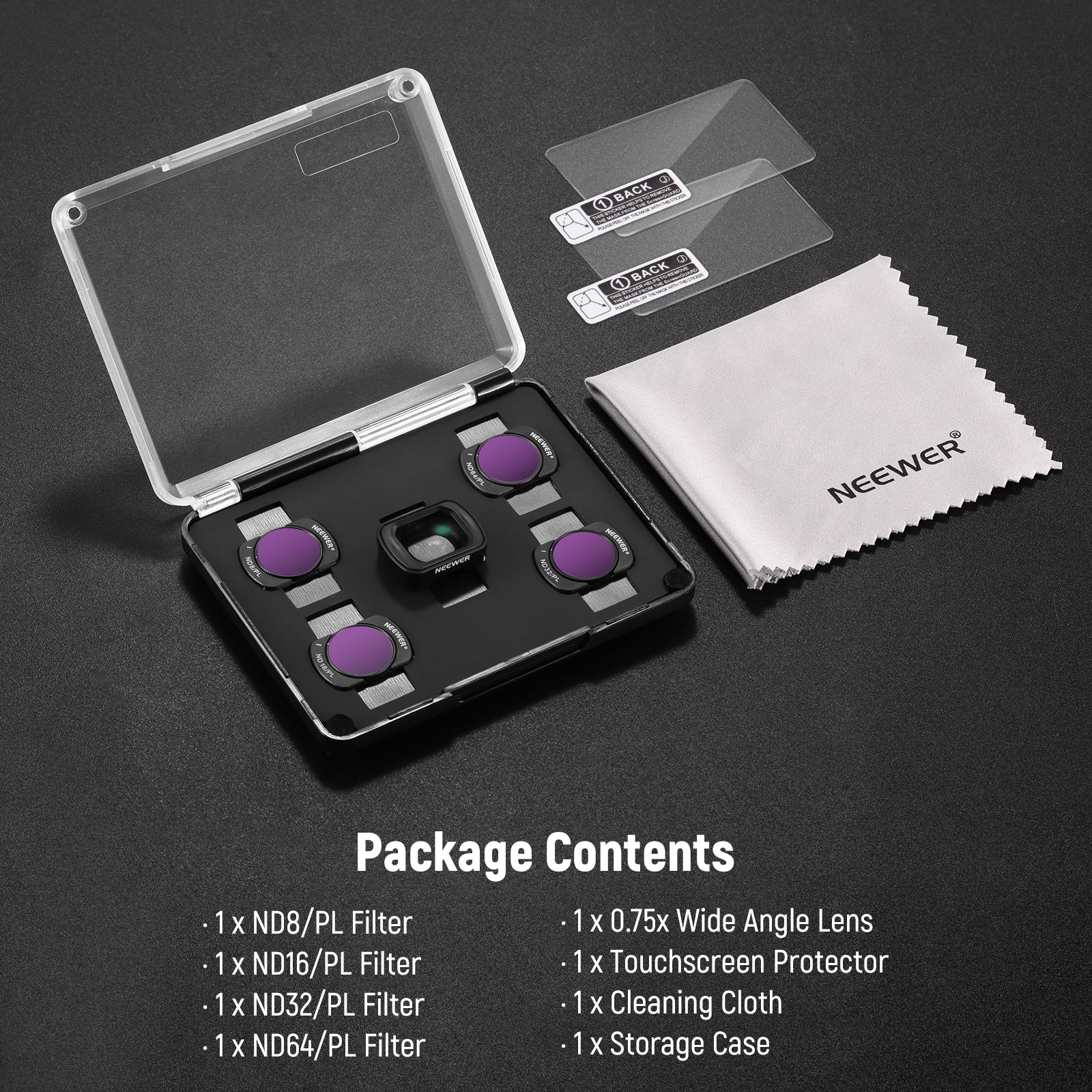 NEEWER FL-B07 ND/PL Filter Set with 0.75x Wide Angle Lens for Pocket 3 / Pocket 4 & Xtra Muse