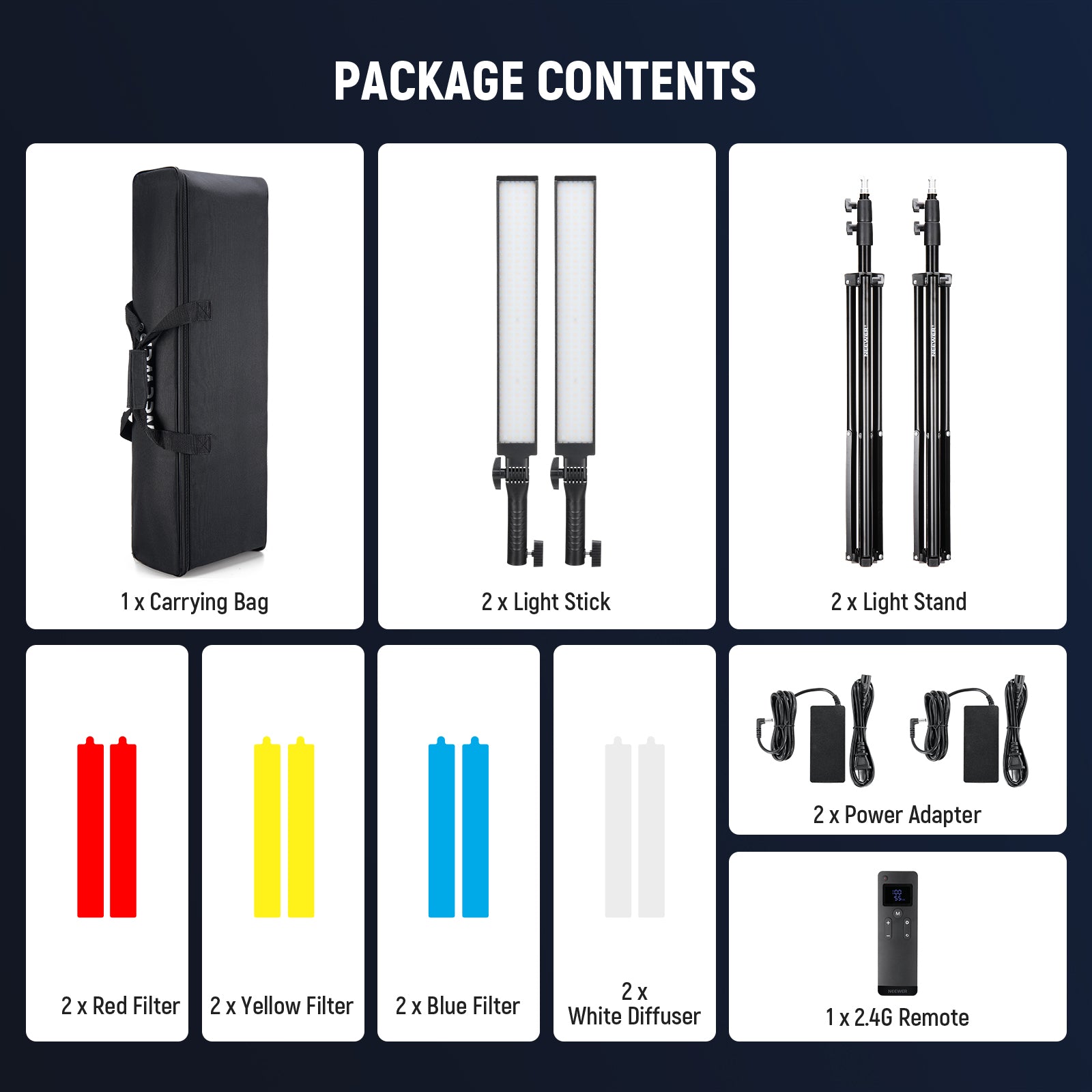 NEEWER BH20B Ultra Upgraded 40W LED Video Light Stick Kit