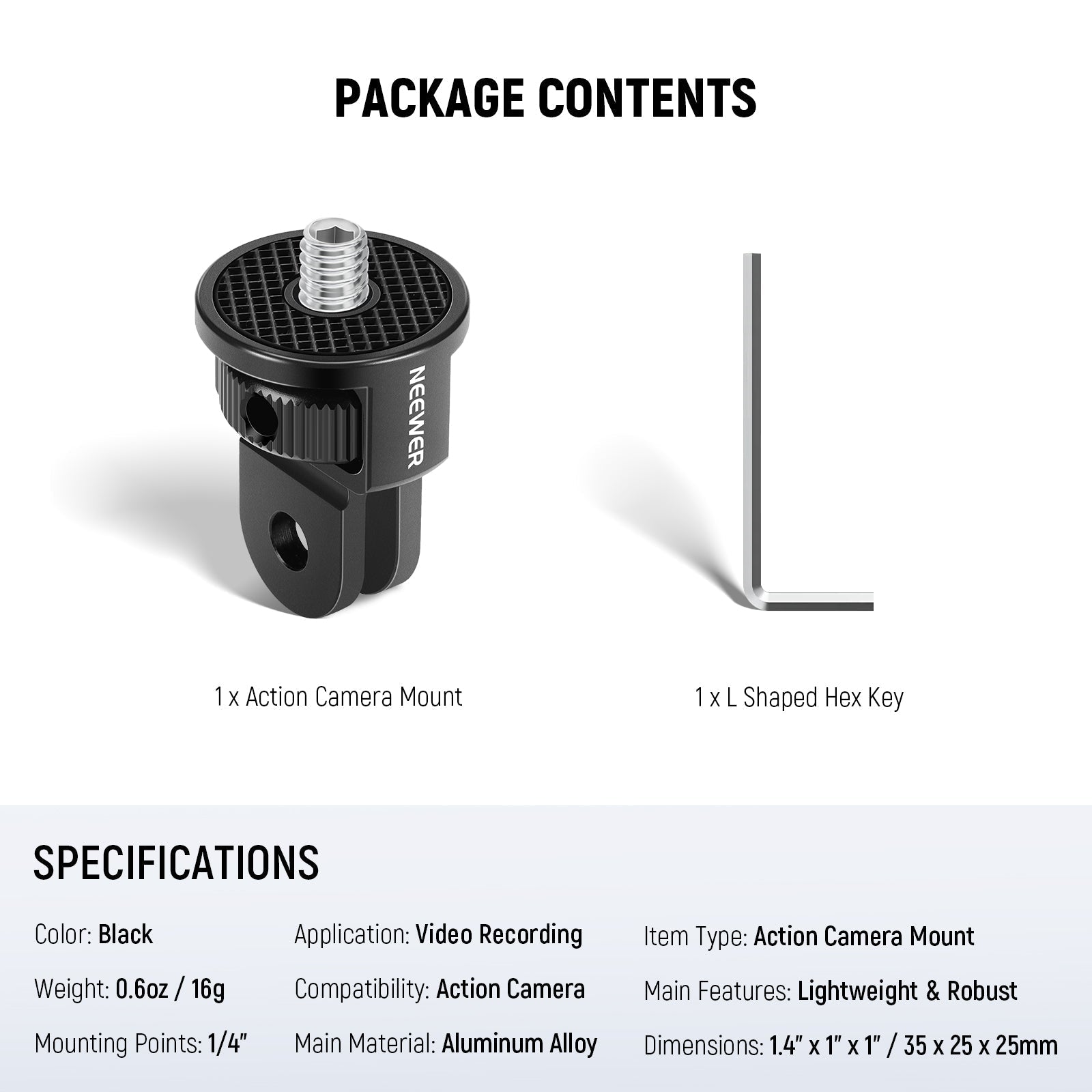 NEEWER GP-7 Action Camera Mount Adapter For GoPro