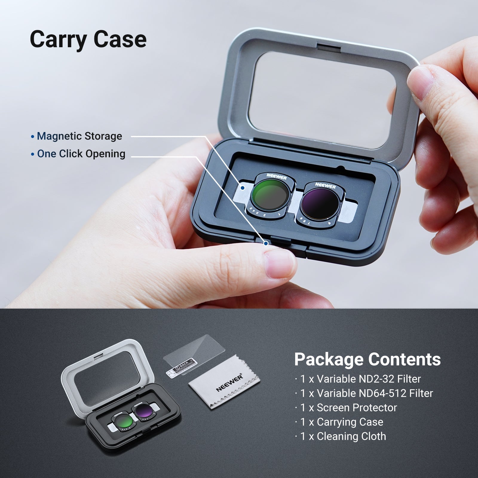 NEEWER Variable ND Filter Compatible with DJI Osmo Pocket 3 / Pocket 4 & Xtra Muse