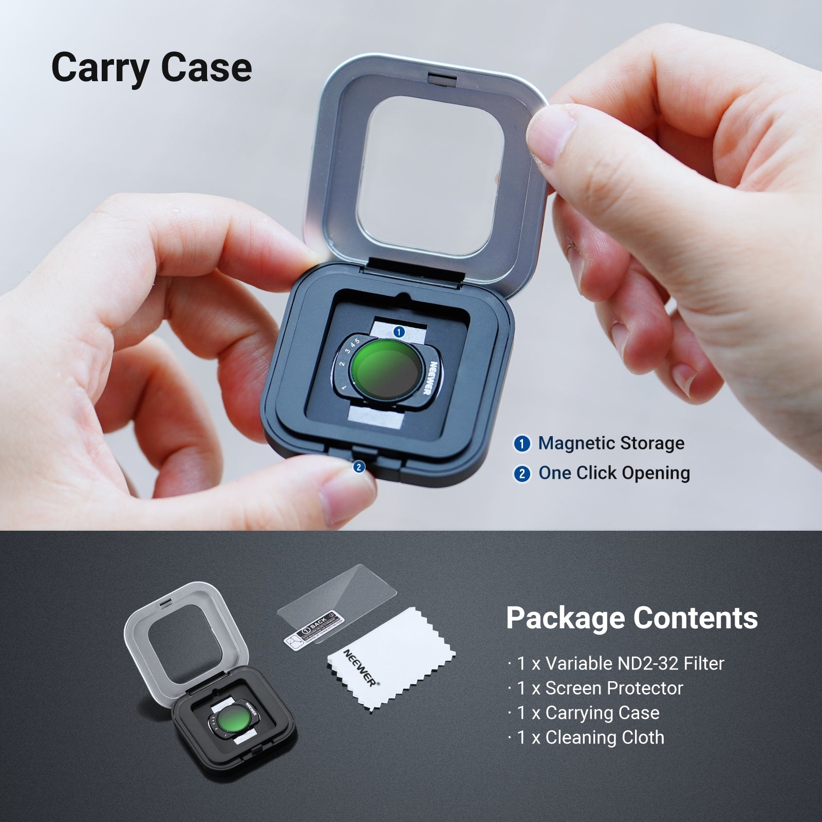 NEEWER Variable ND Filter Compatible with DJI Osmo Pocket 3 / Pocket 4 & Xtra Muse