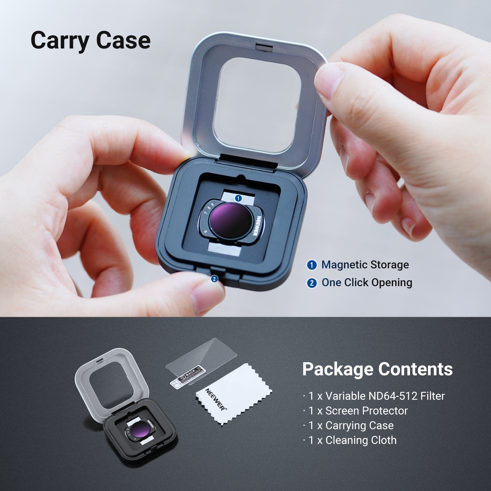 NEEWER Variable ND Filter Compatible with DJI Osmo Pocket 3 / Pocket 4 & Xtra Muse