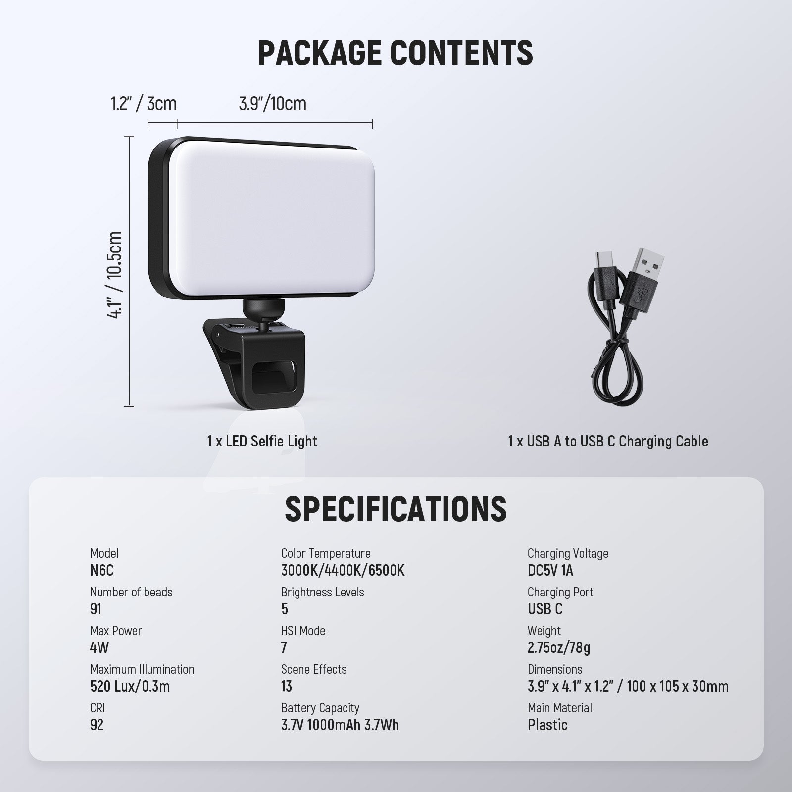 NEEWER ENTRY LEVEL VERSION N6C Clip On LED RGB Selfie Light
