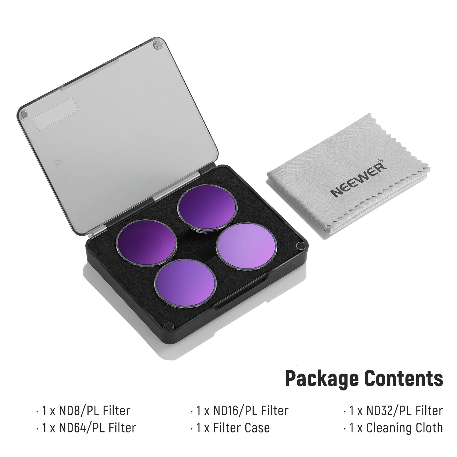 NEEWER FL-A14 4-Pack ND/PL Filter Set for DJI Osmo Action 4