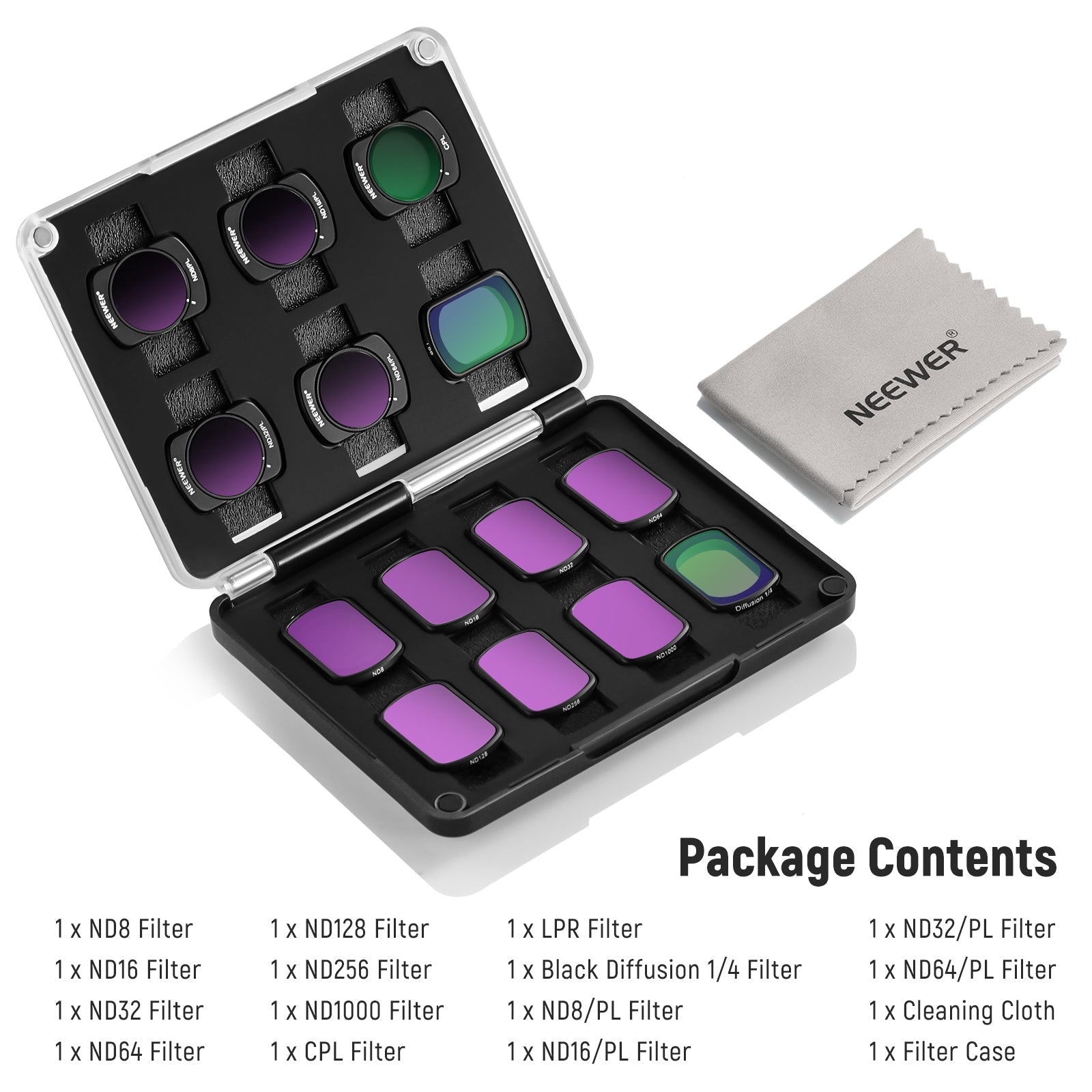 NEEWER FL-P10 14-Pack Magnetic ND & CPL & Effect Filter Set for DJI Pocket 3 / Pocket 4 & Xtra Muse