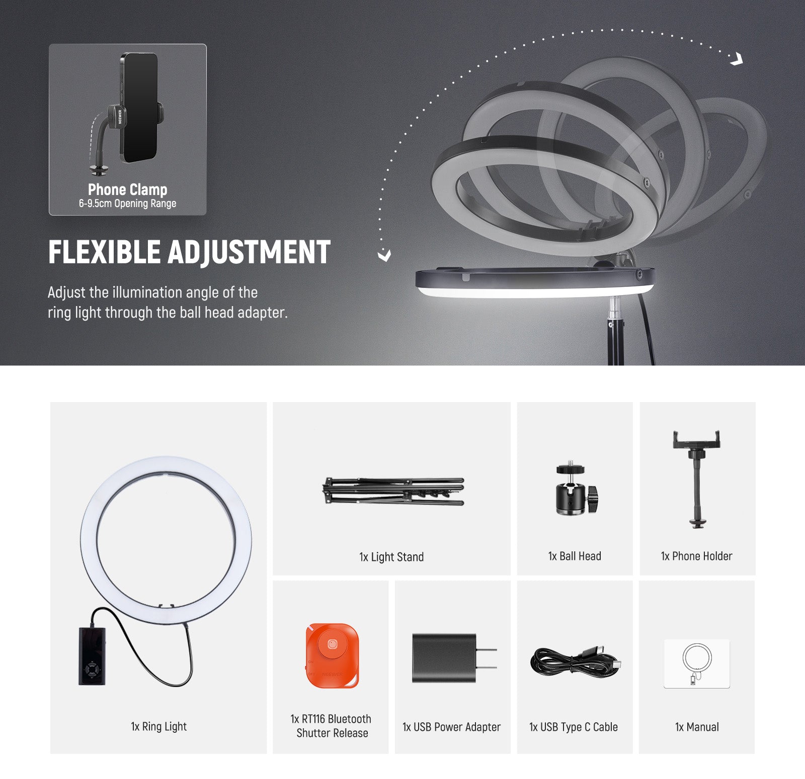 NEEWER RH12C 12" 24W High Power RGB LED Ring Light