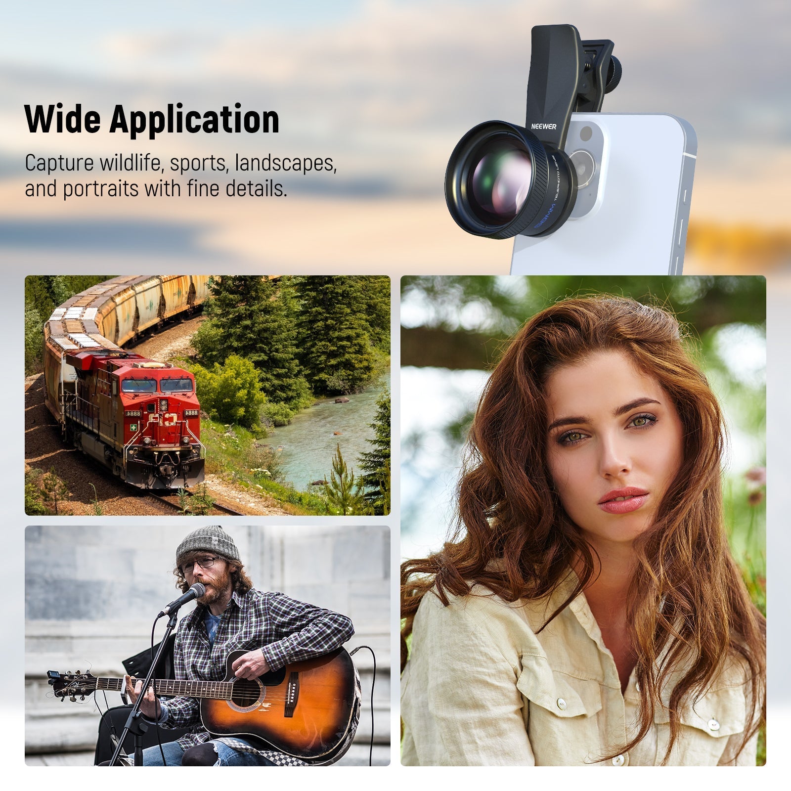 NEEWER LS-71 58mm Telephoto Phone Lens with 17mm Threaded Clip