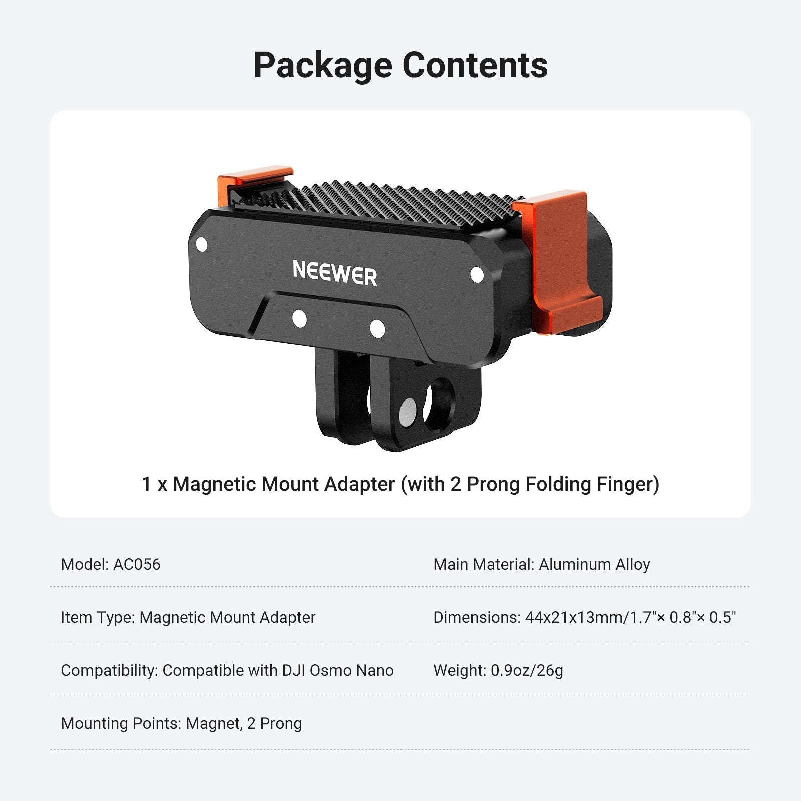 NEEWER AC056 Magnetic Quick Release Mount Adapter For DJI Osmo Nano
