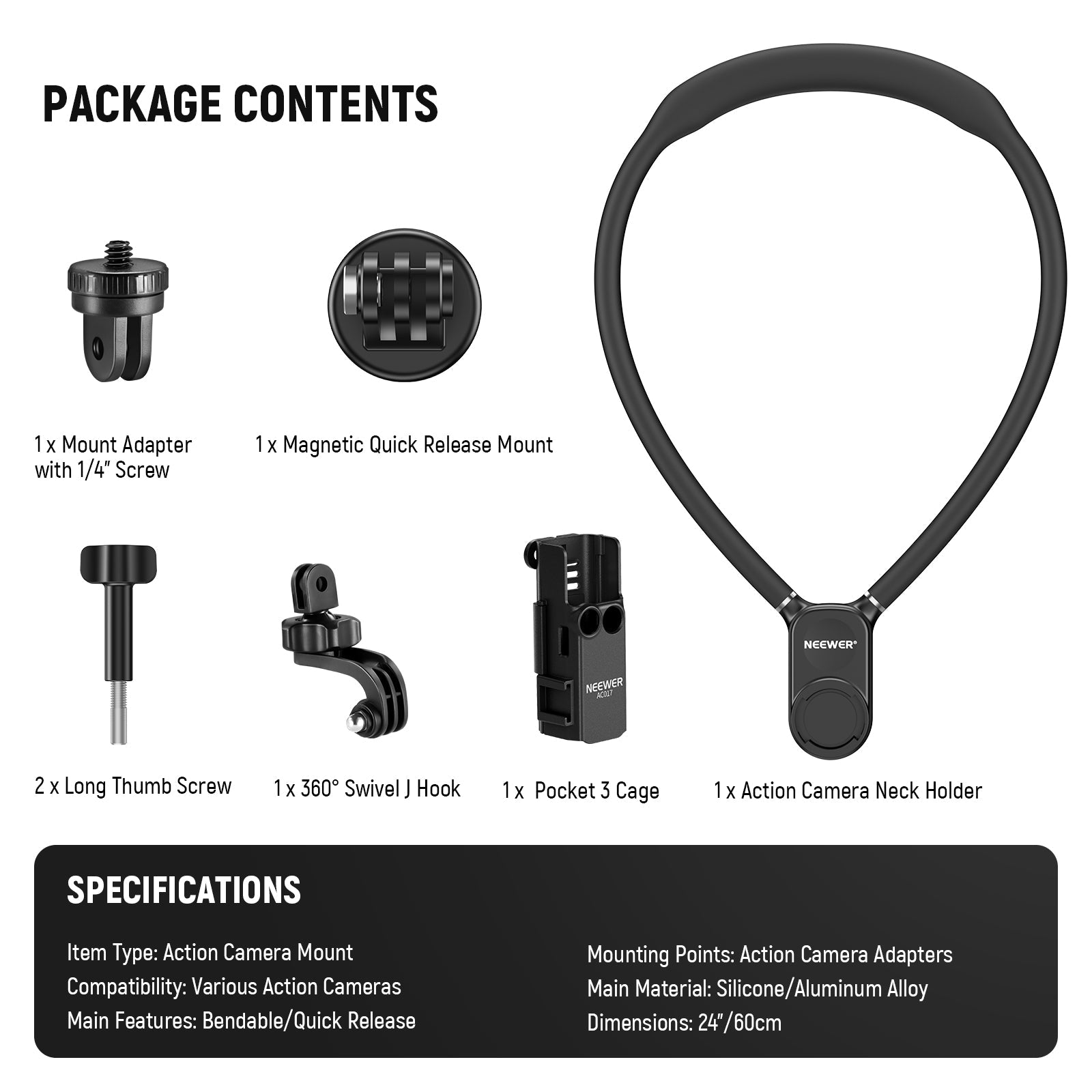NEEWER GP39 Magnetic Action Camera Neck Mount