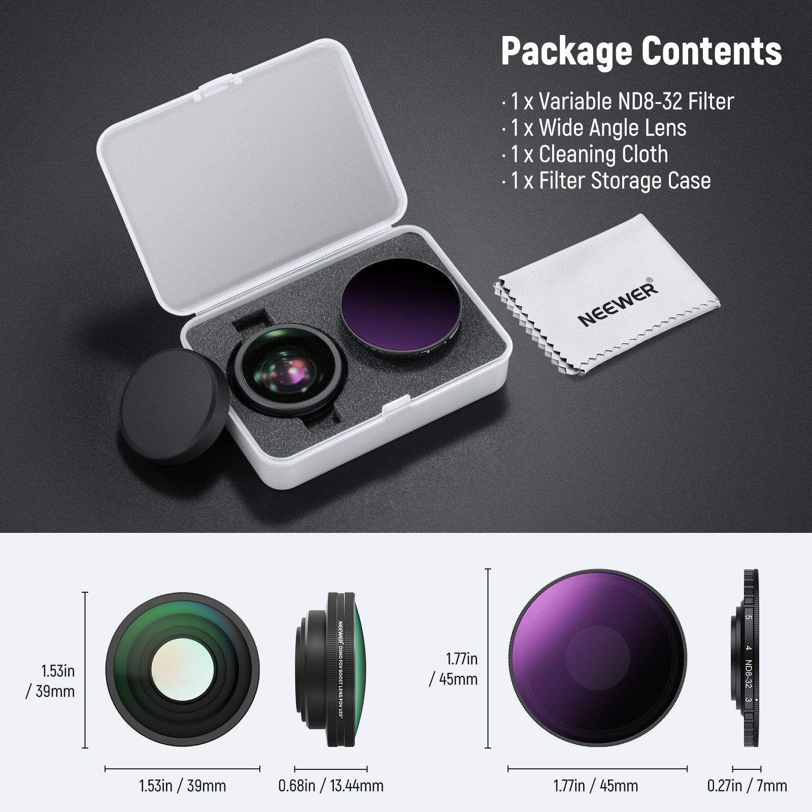 NEEWER Filter Lens Set For DJI Osmo Action 5 Pro/4
