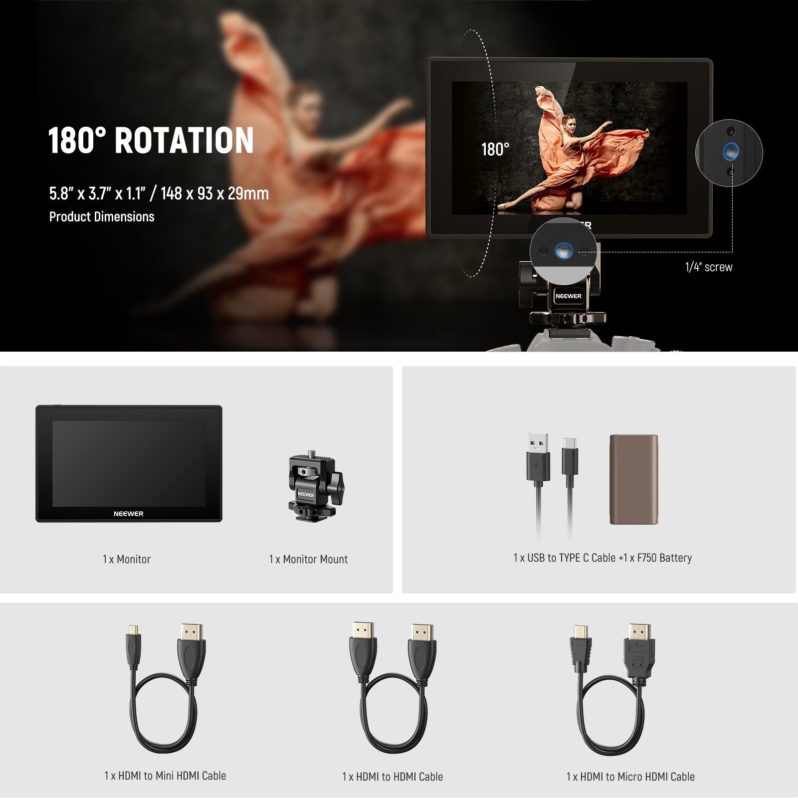 NEEWER F500 PRO LED 5.5" Camera Touch Screen Monitor