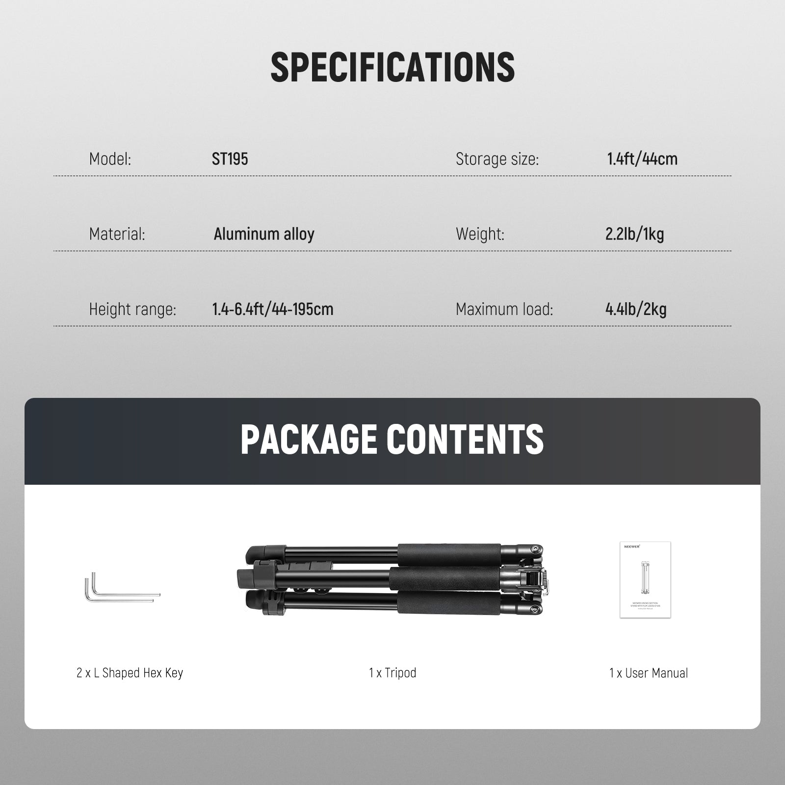 NEEWER ST195 195cm Portable Photography Light Stand