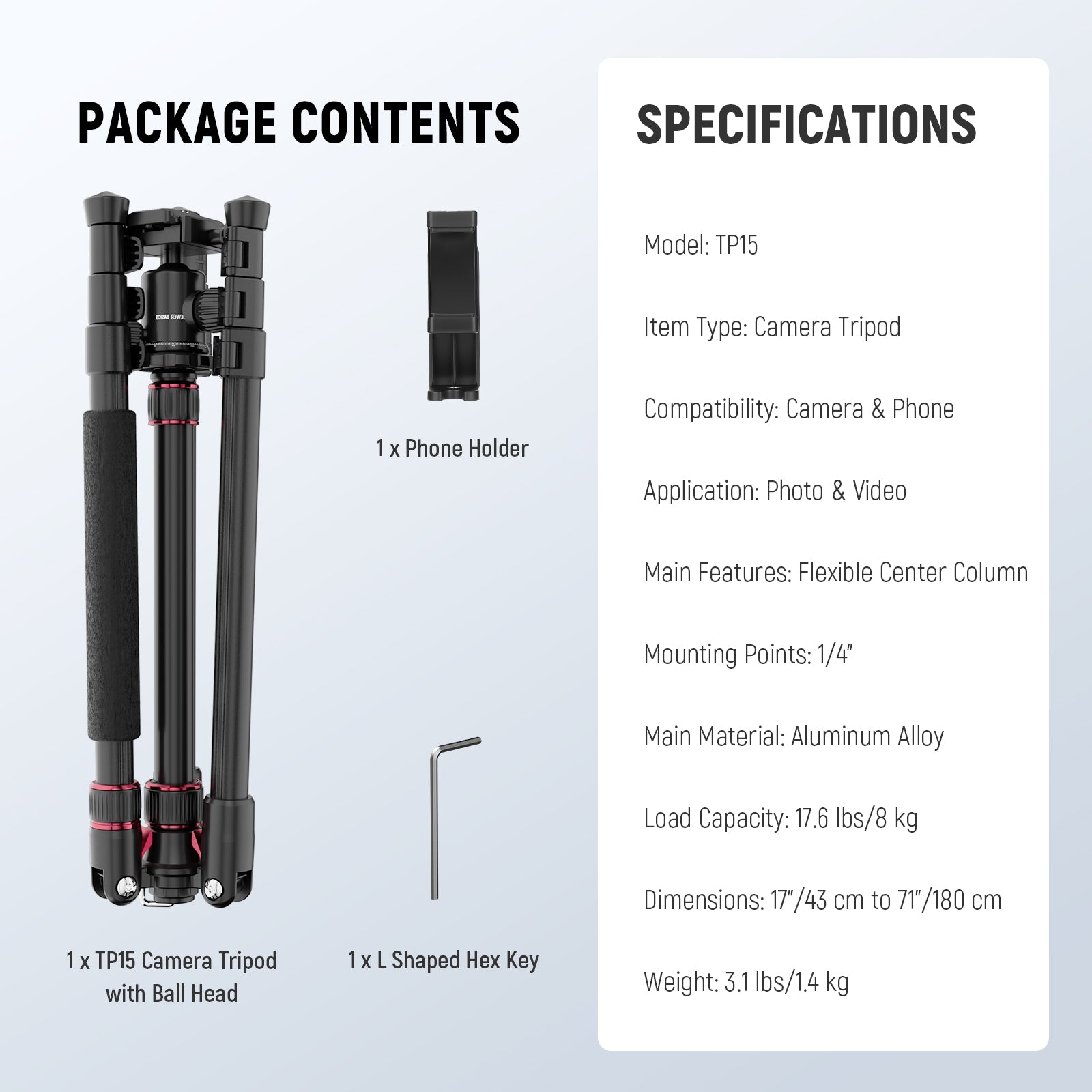 NEEWER BASICS TP15 71" Camera Tripod Monopod