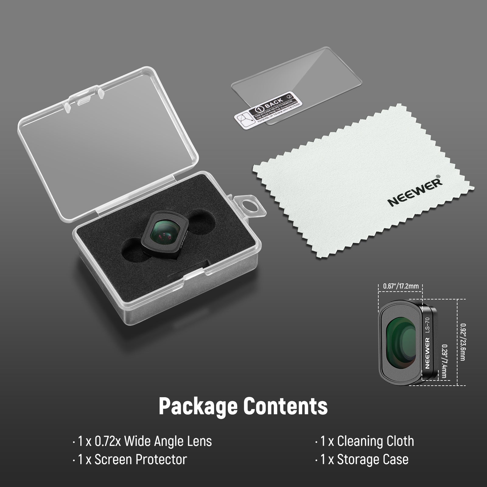 NEEWER LS-70 112° FOV Lens for DJI Osmo Pocket 3 / Pocket 4 & Xtra Muse