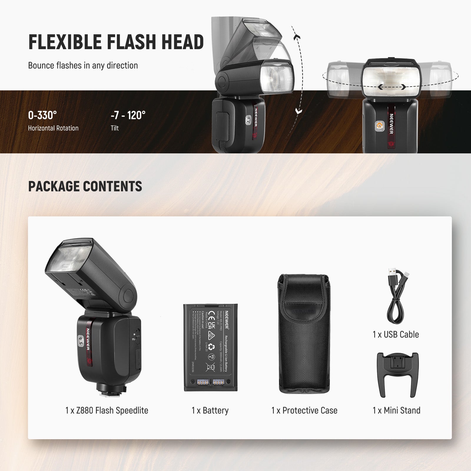 NEEWER Z880 GN60 5600K 76Ws TTL Flash Speedlite