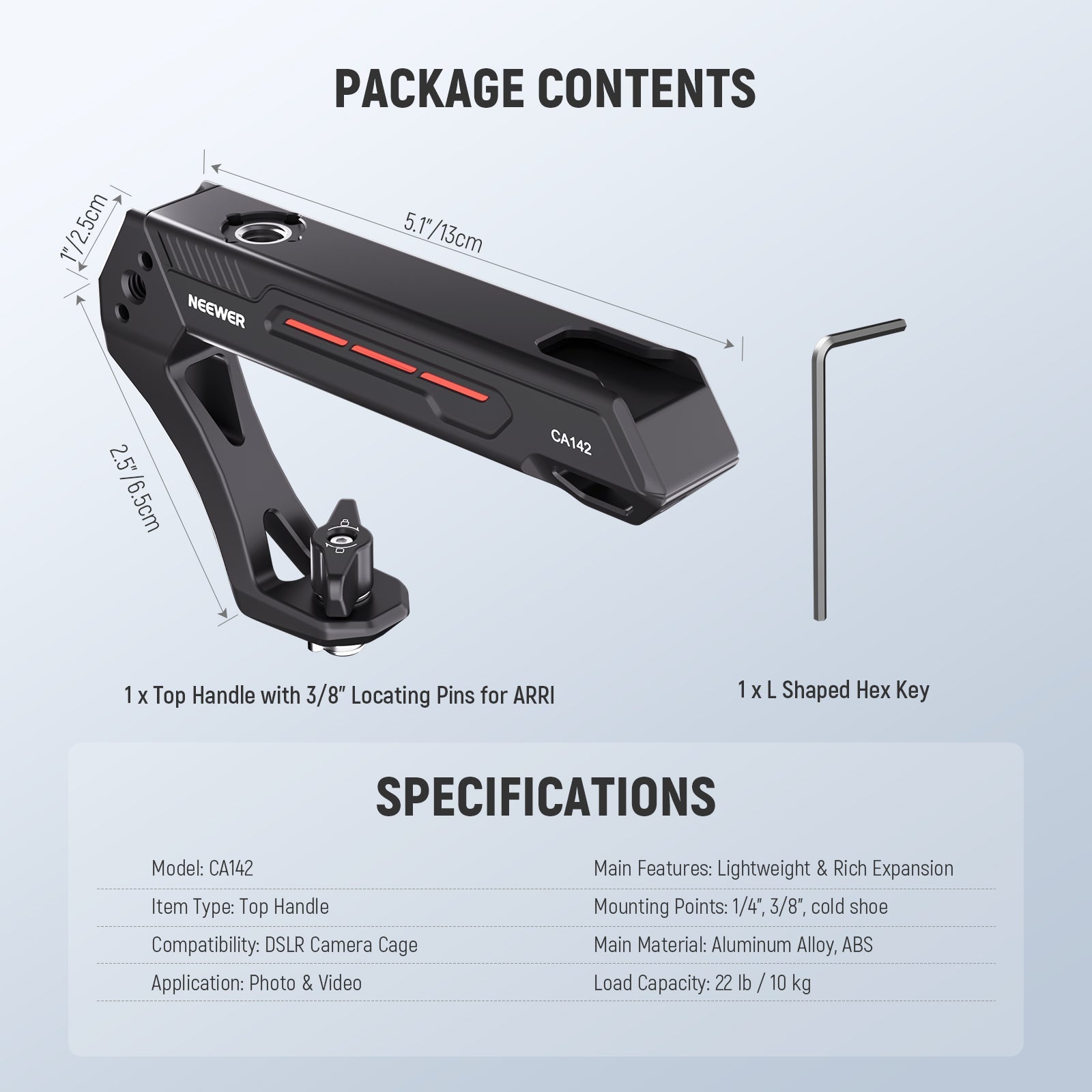 NEEWER BASICS CA142 Lightweight Camera Top Handle