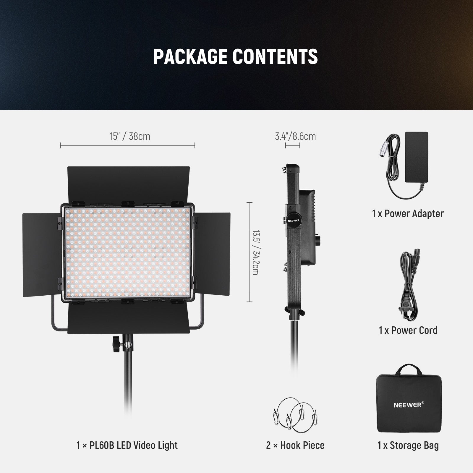 NEEWER PL60B Bi Color LED Panel Video Light