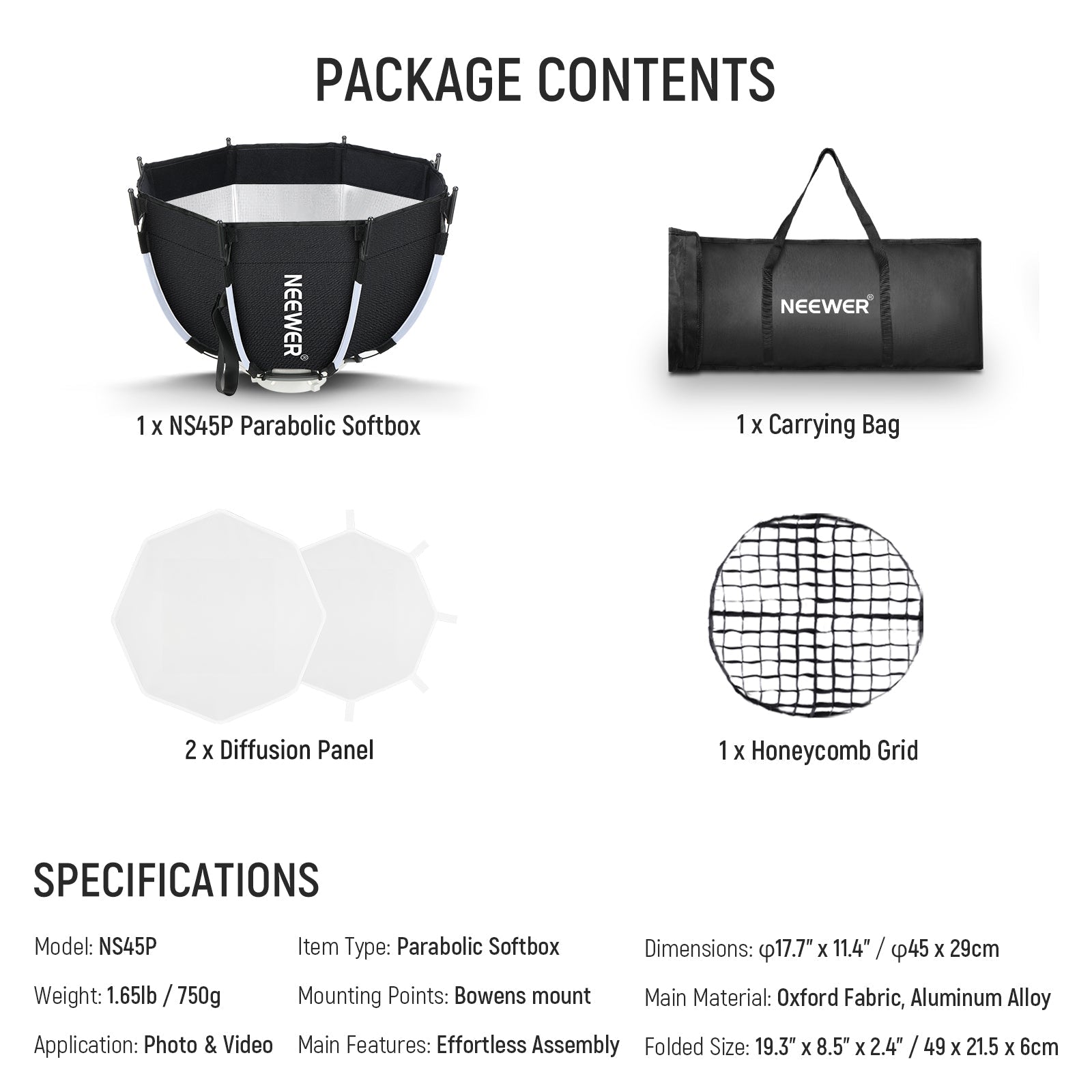 NEEWER 45CM/65CM/90CM Quick Release Octagonal Softbox