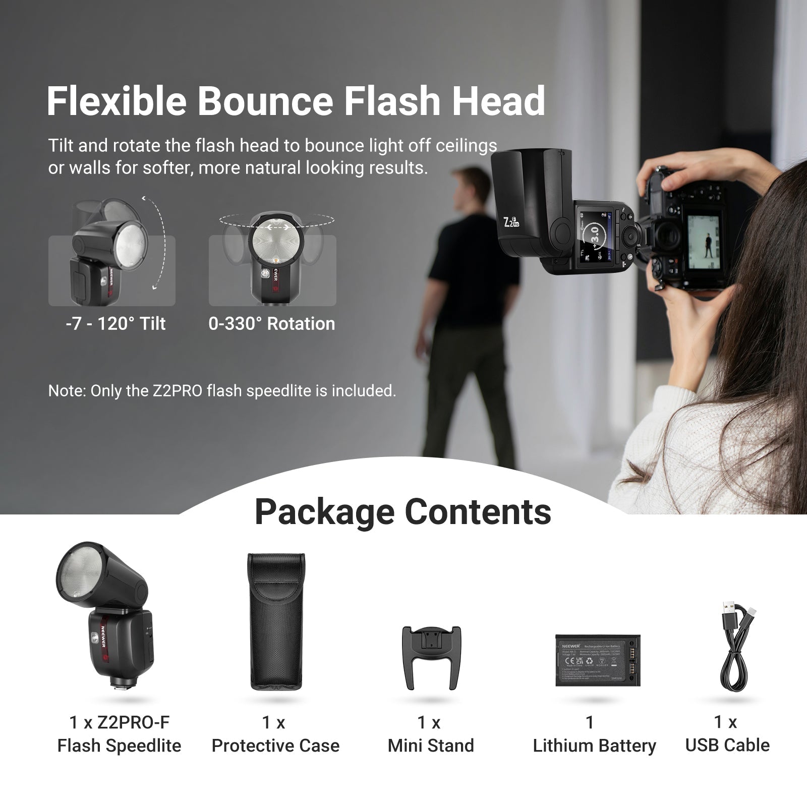 NEEWER Z2PRO 76Ws TTL Round Head Flash Speedlite