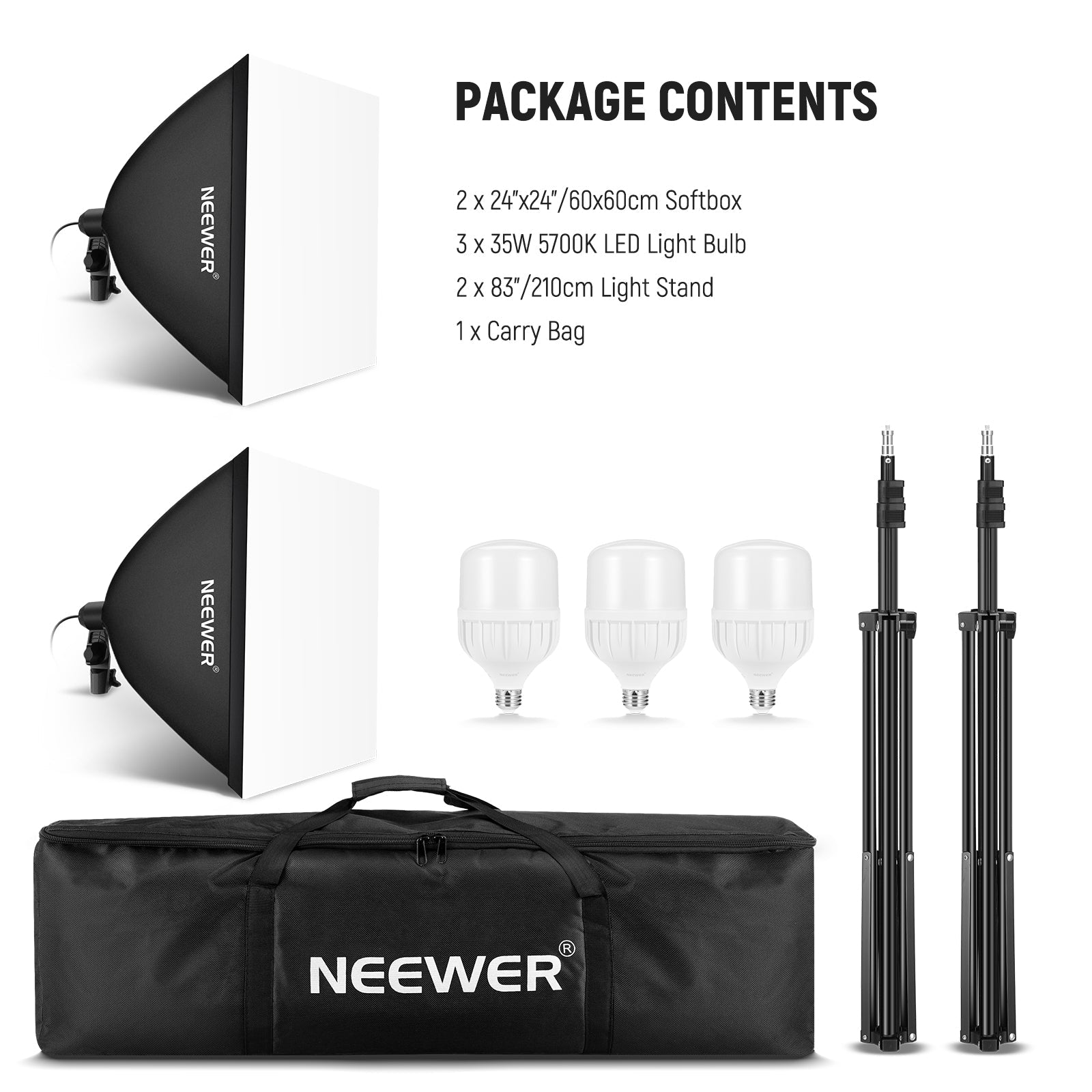 NEEWER NK200 24x24"/60x60CM 700W Photography Softbox Kit