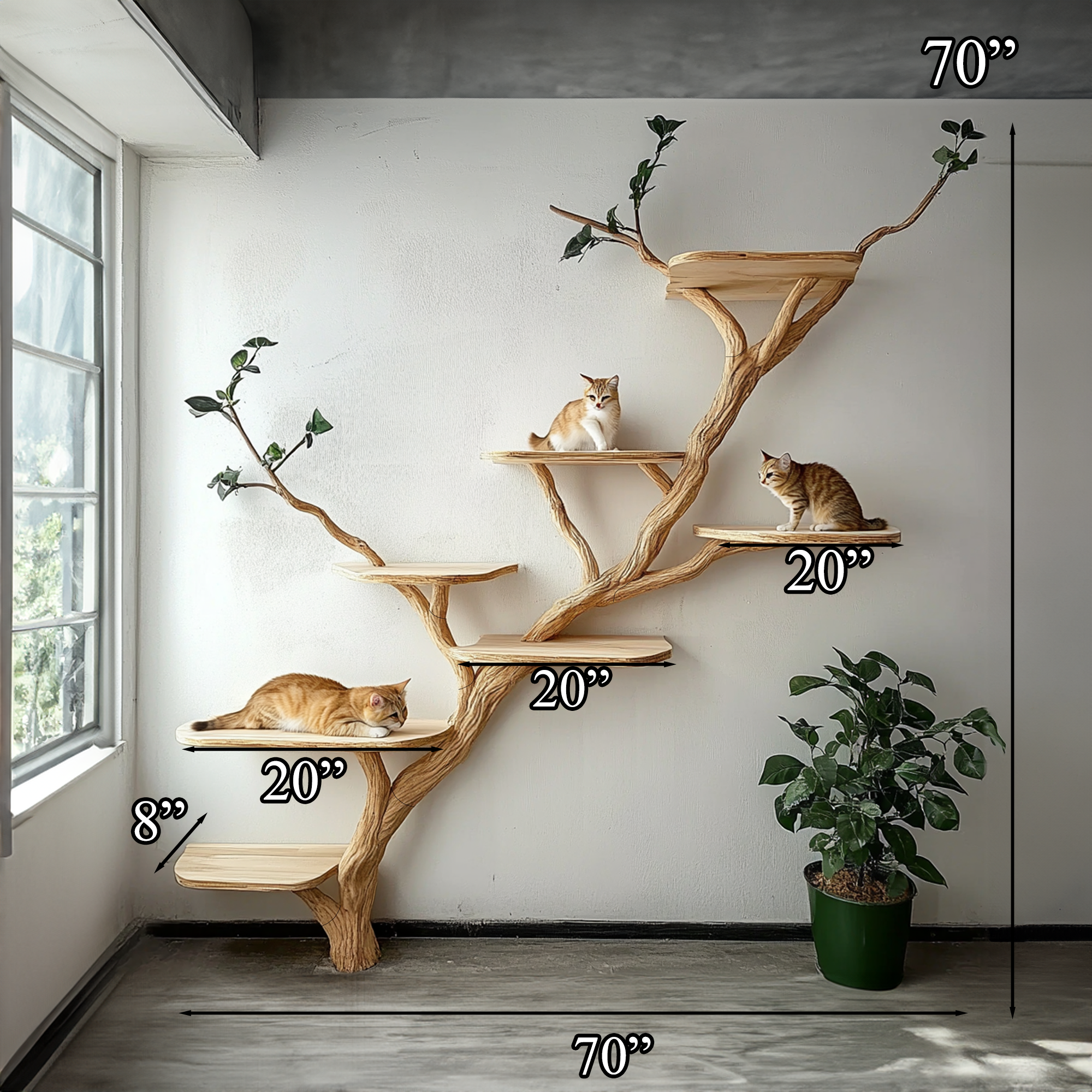 Wood Cat Tree Cat Tower House Stylish Gift For Cat