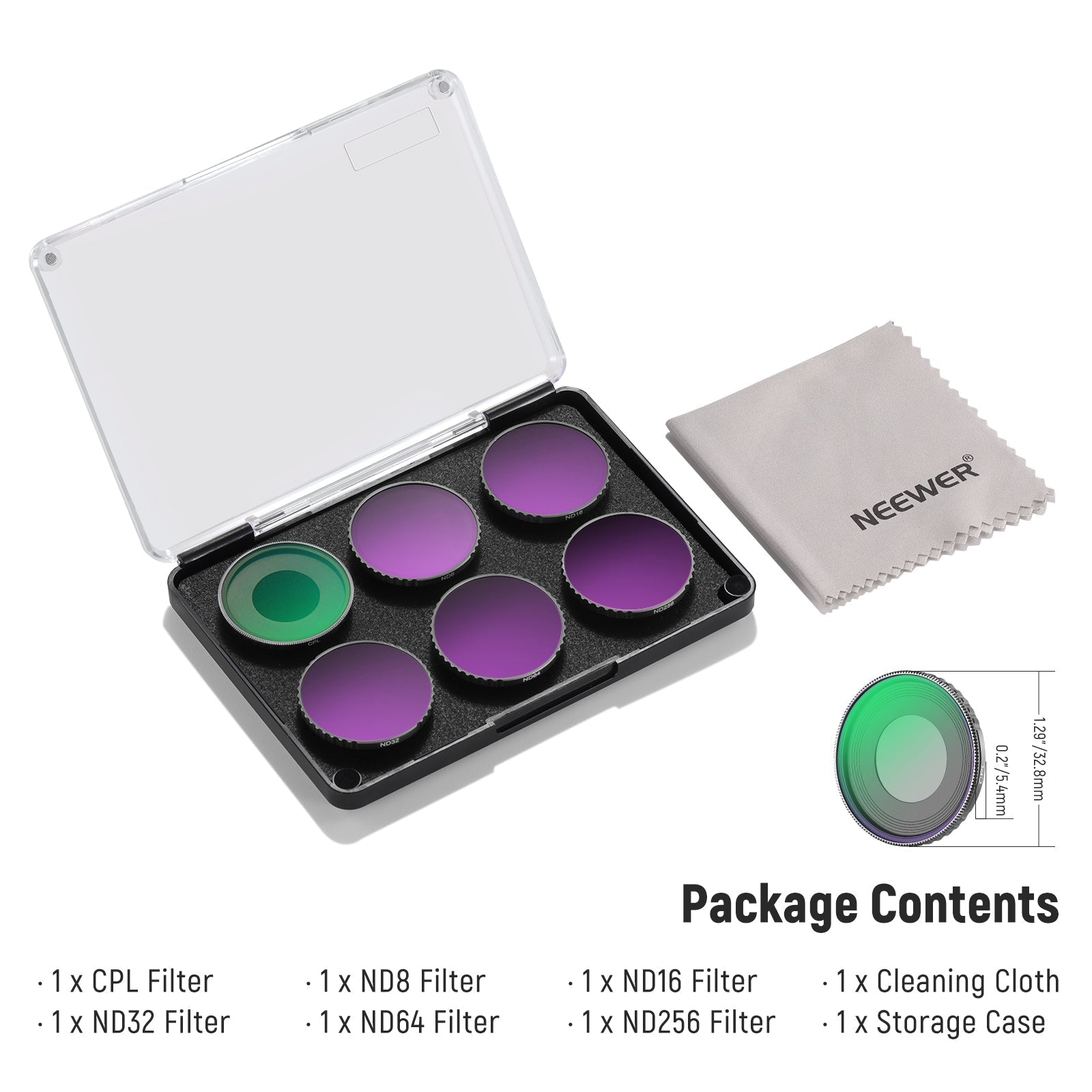 NEEWER FL-A13 6-Pack CPL & ND Filter Set for DJI Osmo Action Action 5 Pro/4