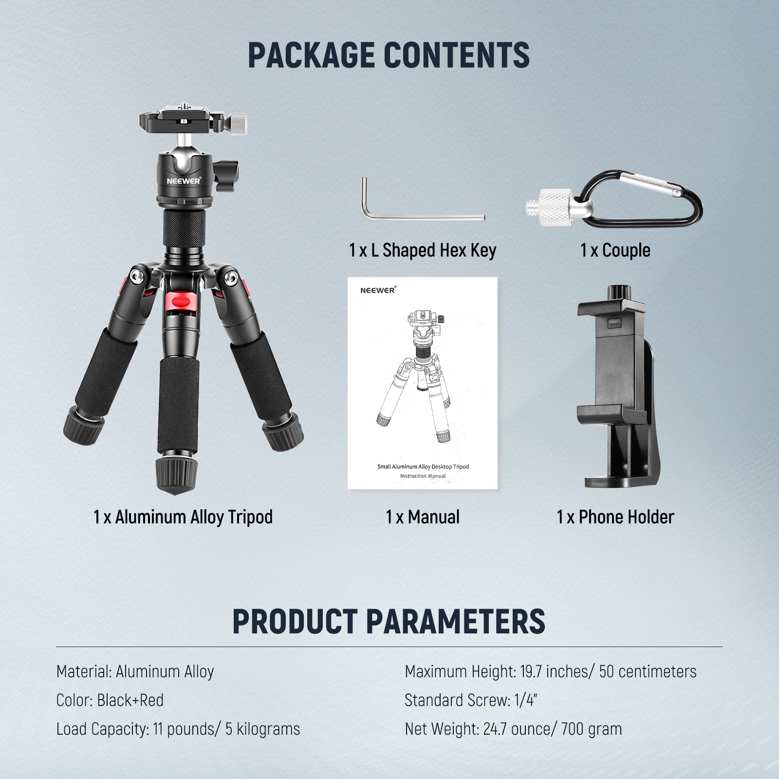 NEEWER M521 20" Portable Desktop Mini Tripod