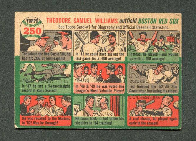 1954 Topps #250 Ted Williams Boston Red Sox Baseball Card (VG-EX)