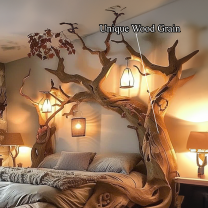 Rustic Solid Wood Bed Frame Queen Bed Vintage Housewarming Gift