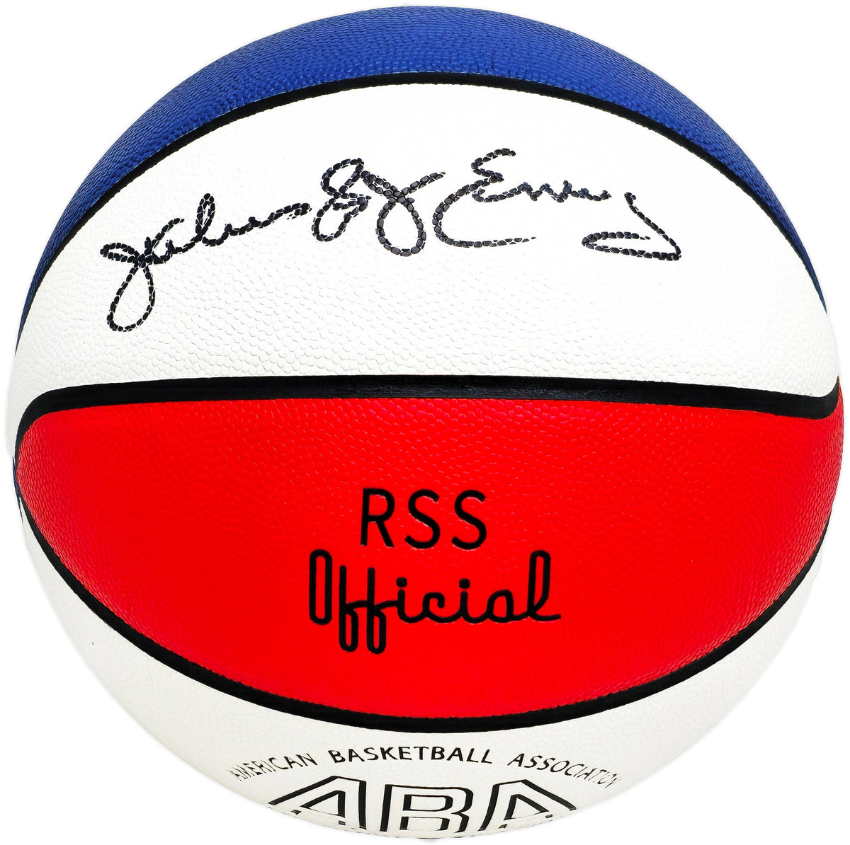 Julius "Dr. J" Erving Autographed Red, White & Blue ABA Logo Basketball New Jersey Nets Beckett BAS Witness