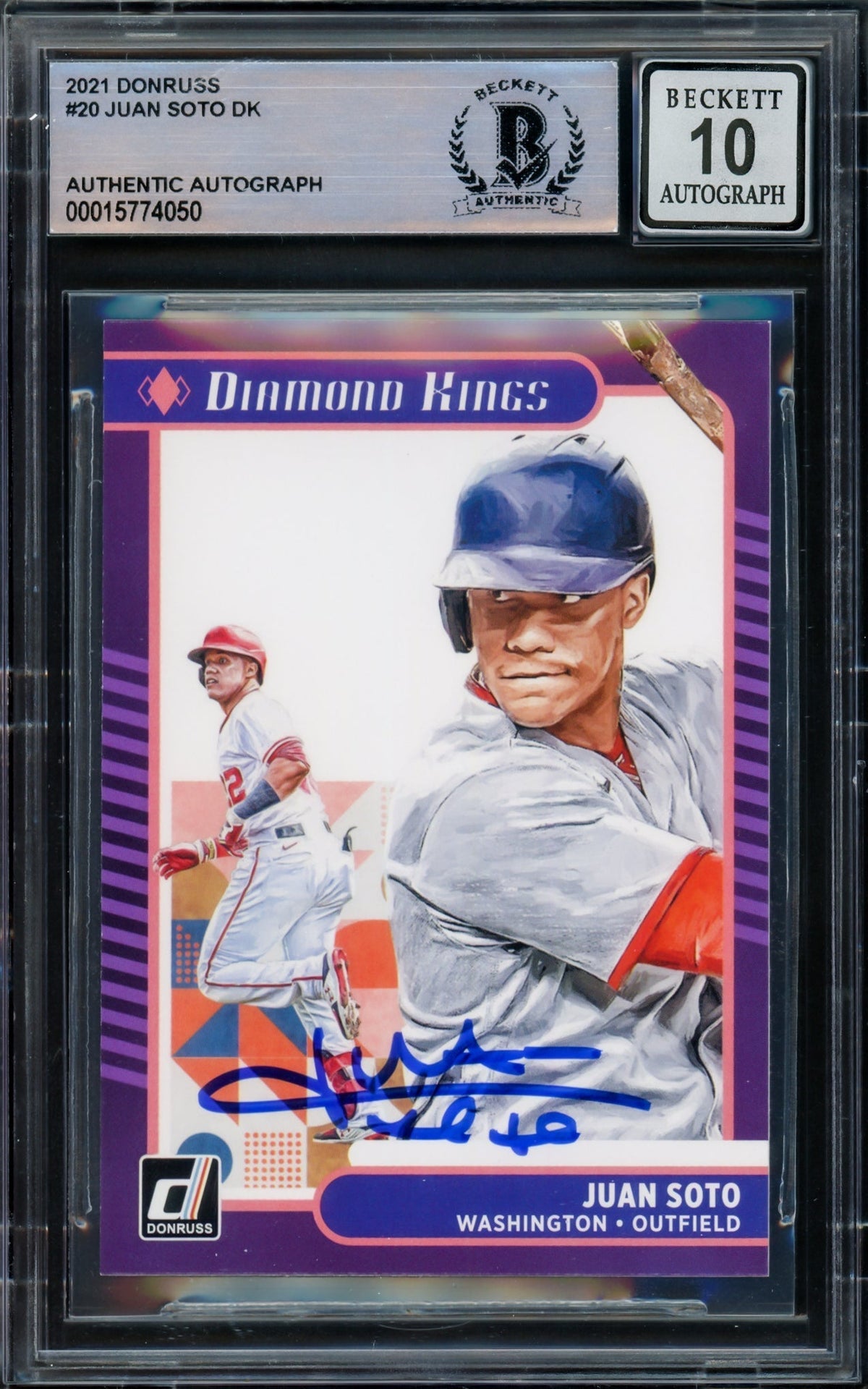 Juan Soto Autographed 2021 Donruss Diamond Kings Card #20 Washington Nationals Auto Grade Gem Mint 10 Beckett BAS #15774050