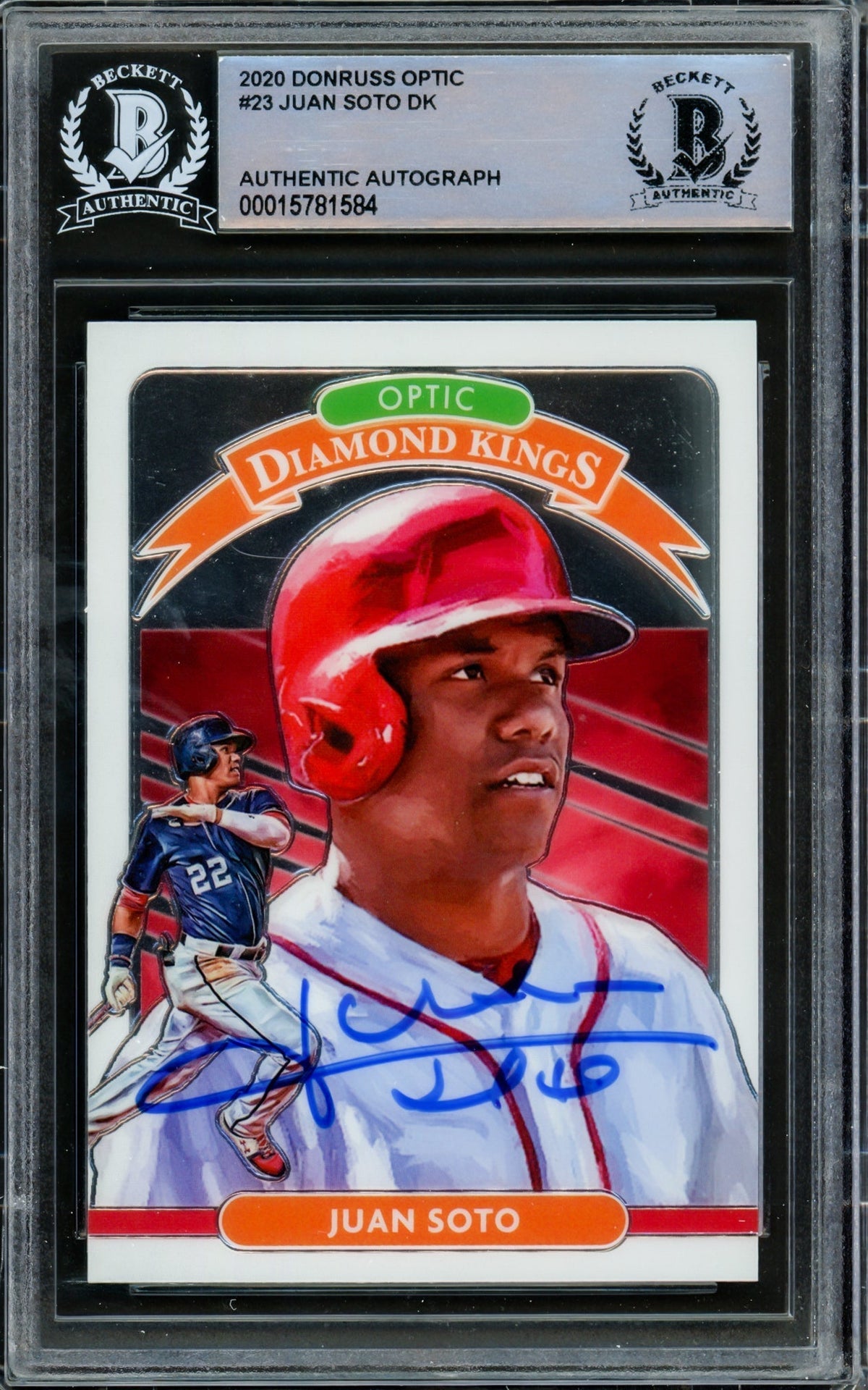 Juan Soto Autographed 2020 Donruss Optic Diamond Kings Card #23 Washington Nationals Beckett BAS #15781584