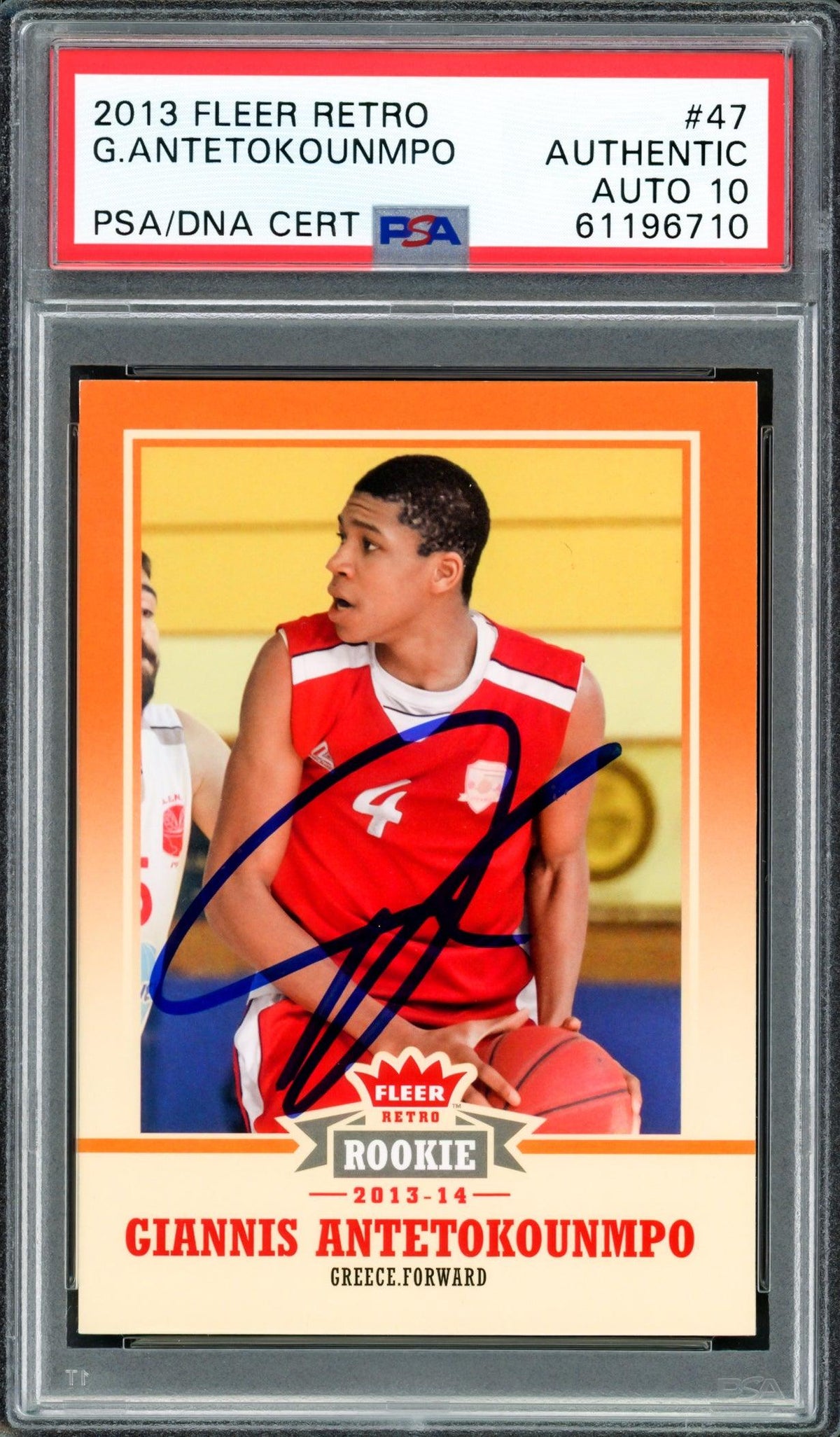 Giannis Antetokounmpo Autographed 2013 Fleer Retro Rookie Card #47 Milwaukee Bucks Auto Grade Gem Mint 10 PSA/DNA #61196710