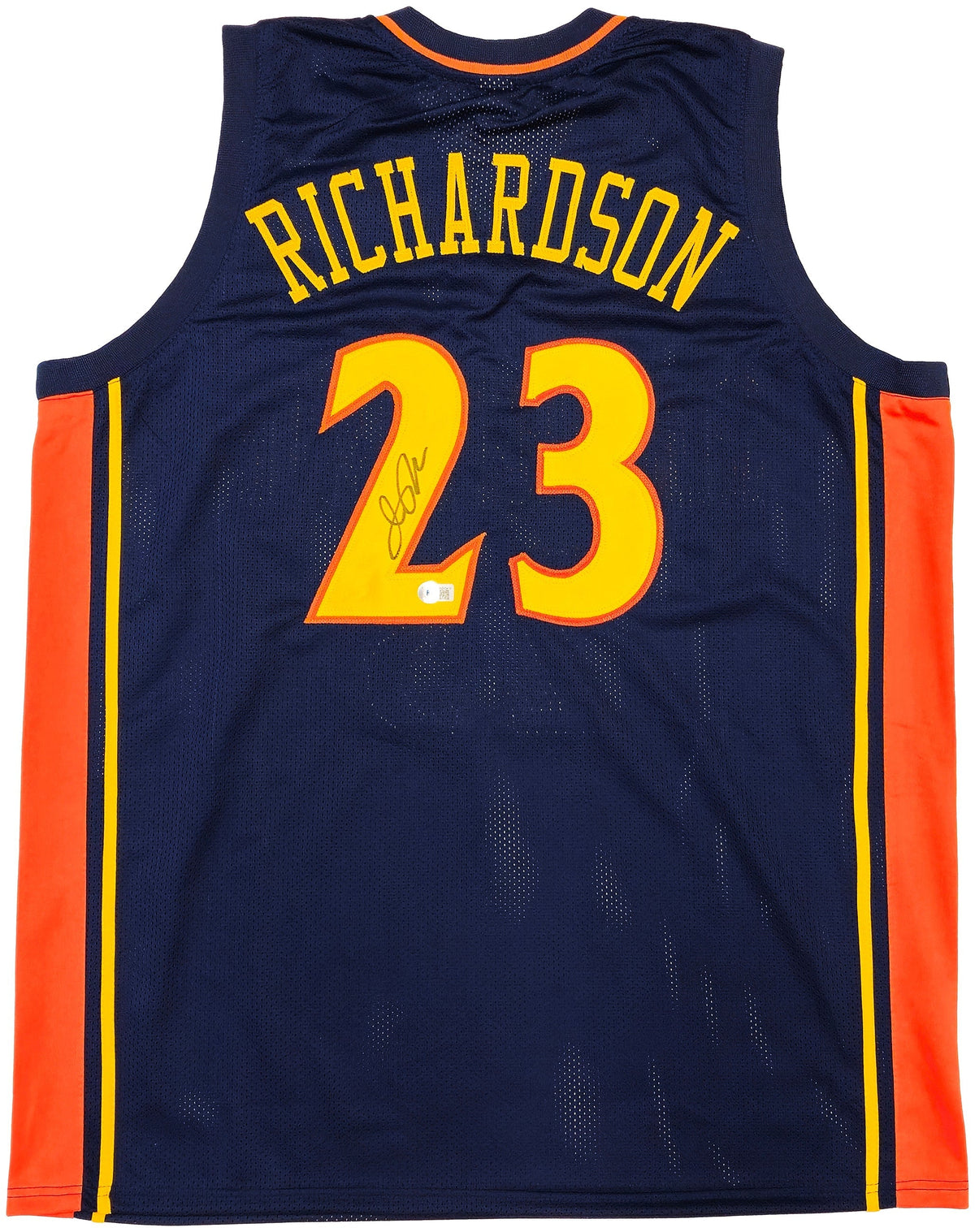 Golden State Warriors Jason Richardson Autographed Blue Jersey Beckett BAS Witness